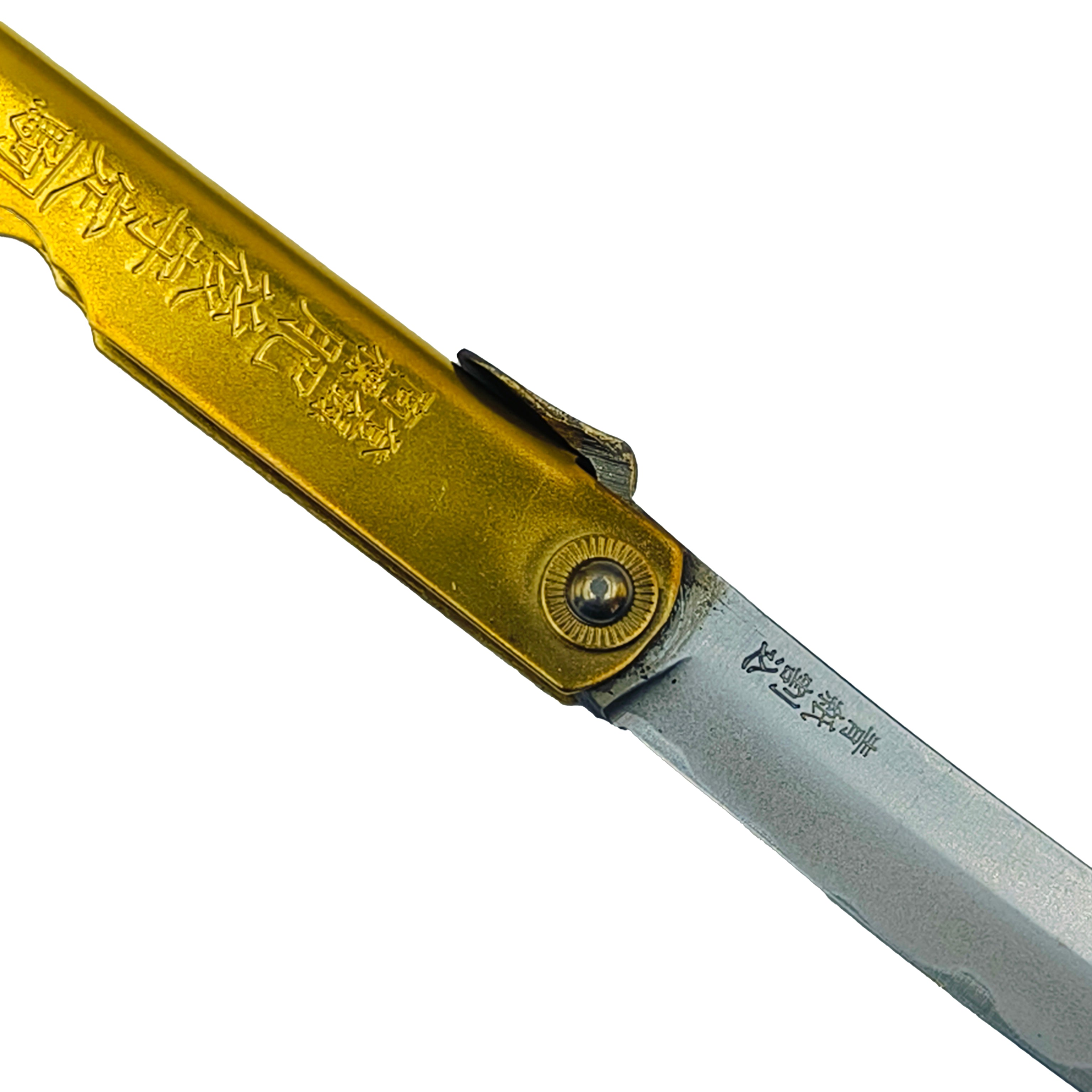 Nagao Higonokami Friction Folder Knife Black Brass Handle Blue paper steel Forging Special Handmake Tanto