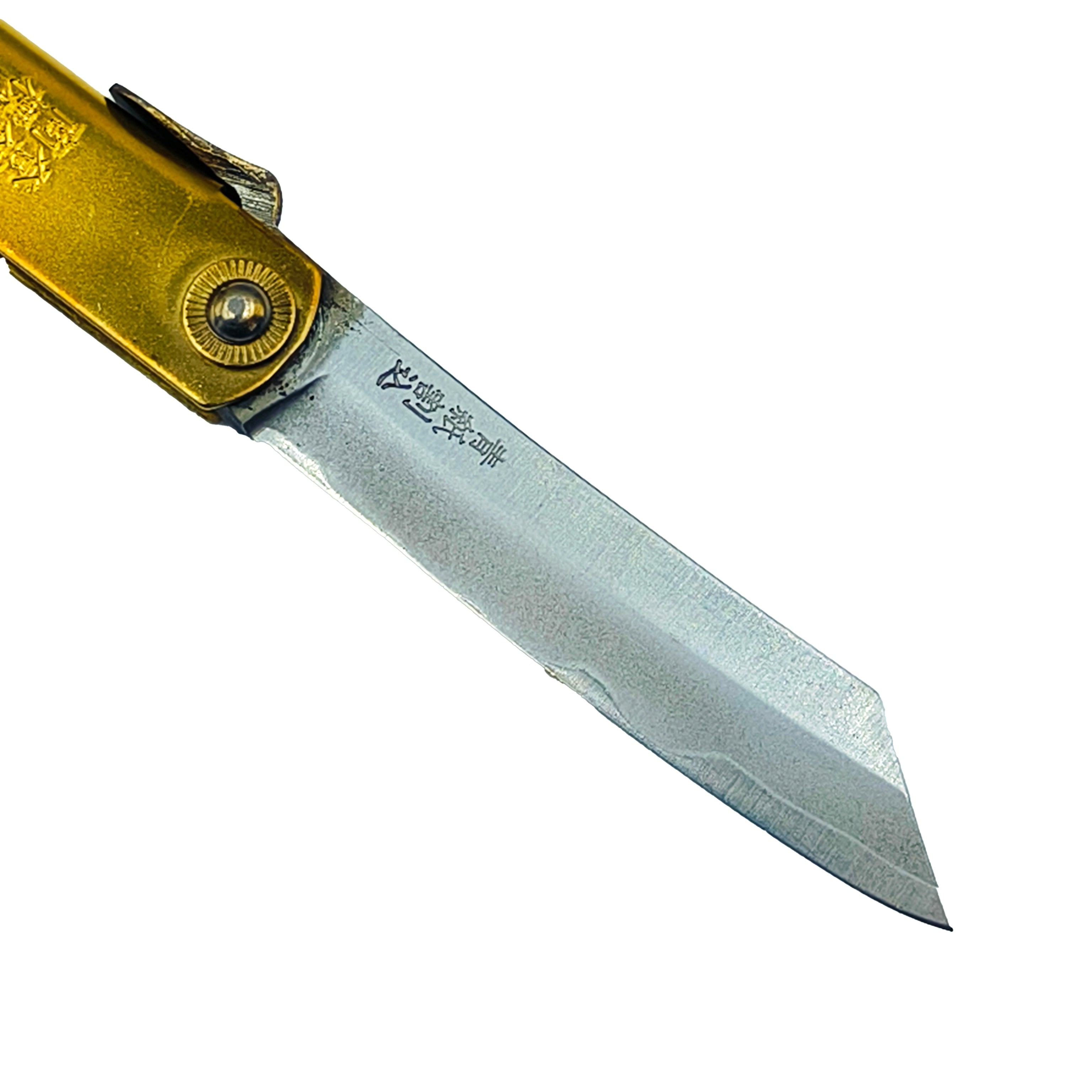 Nagao Higonokami Friction Folder Knife Black Brass Handle Blue paper steel Forging Special Handmake Tanto