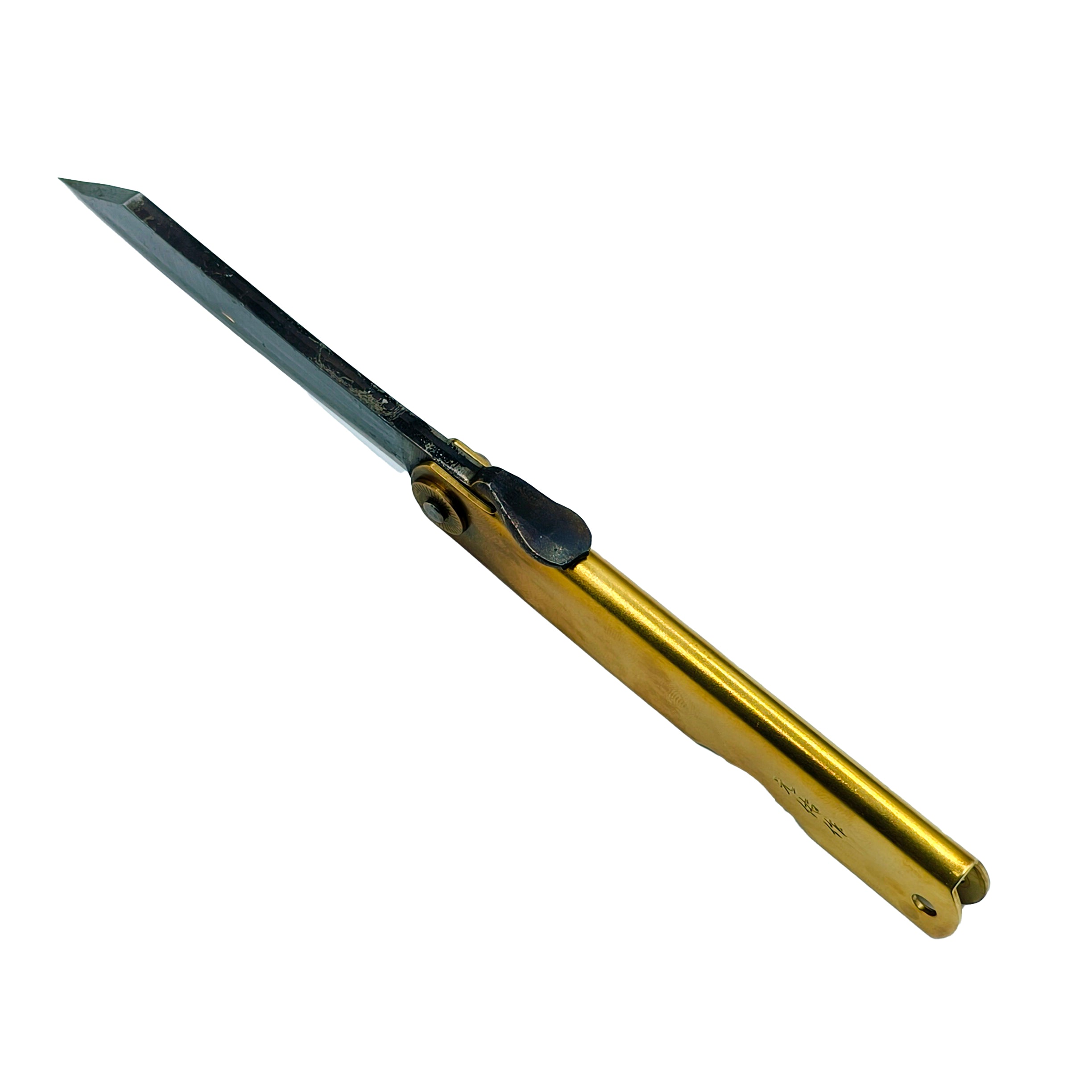Nagao Higonokami Friction Folder Knife Black Brass Handle Blue paper steel Forging Special Handmake Tanto