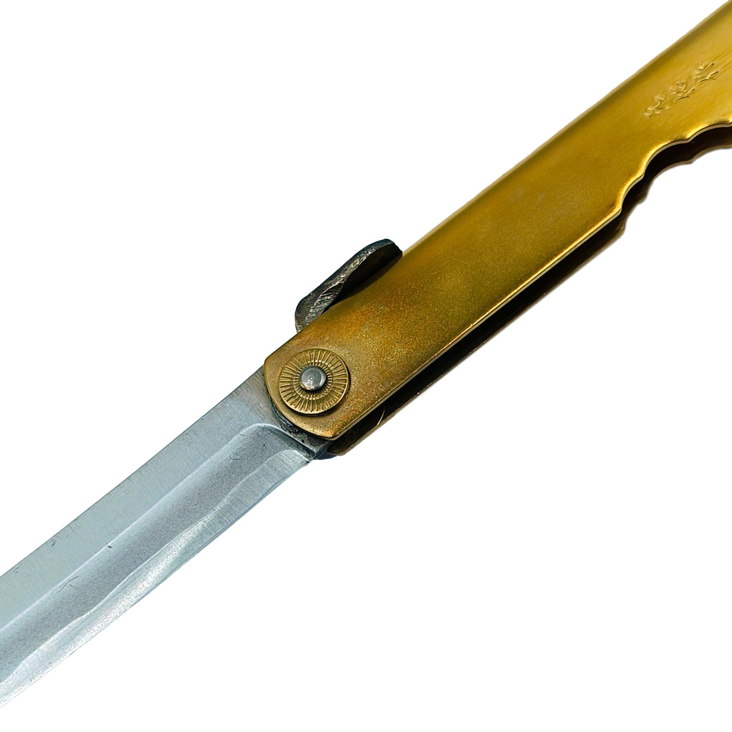 Nagao Higonokami Friction Folder Knife Black Brass Handle Blue paper steel Forging Special Handmake Tanto