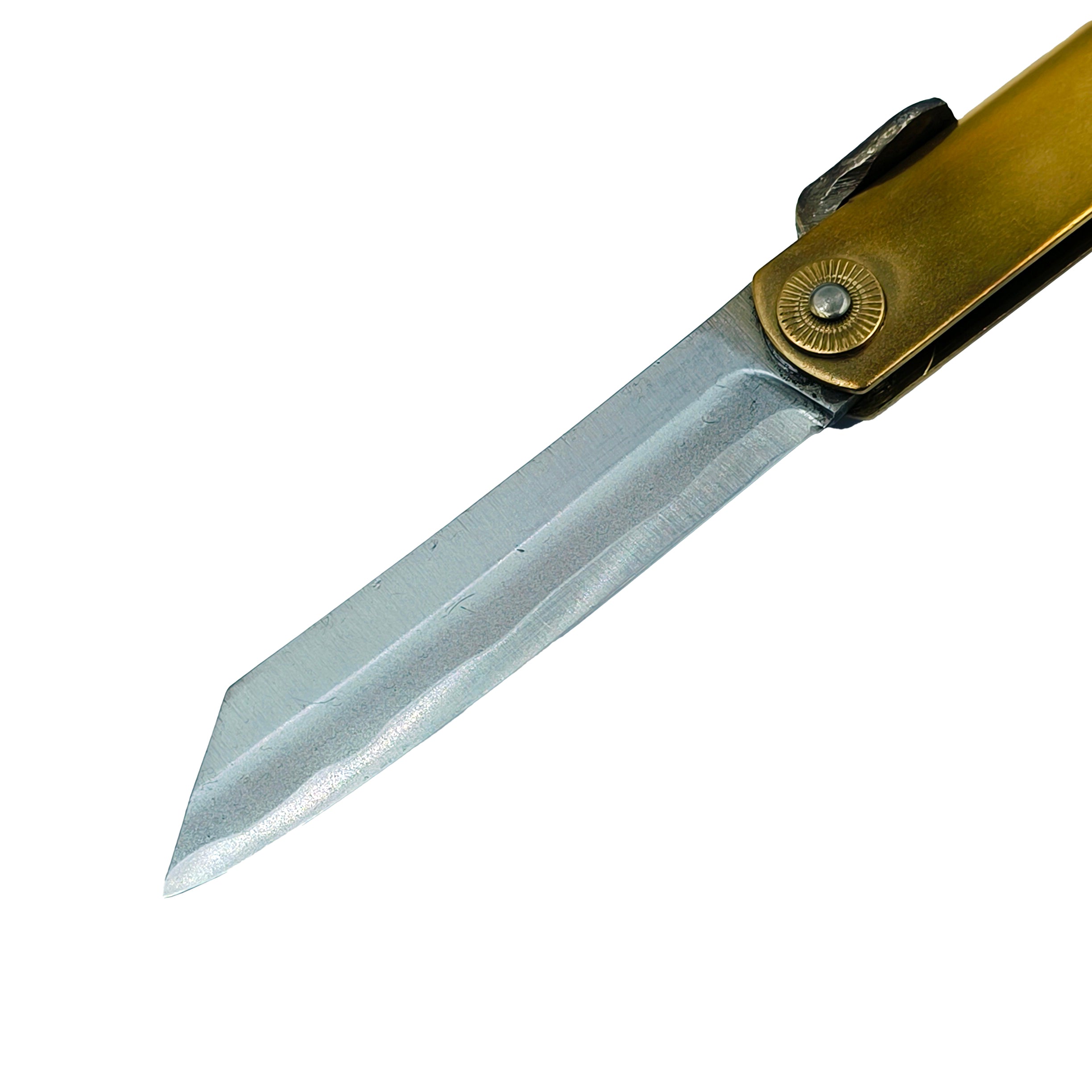Nagao Higonokami Friction Folder Knife Black Brass Handle Blue paper steel Forging Special Handmake Tanto