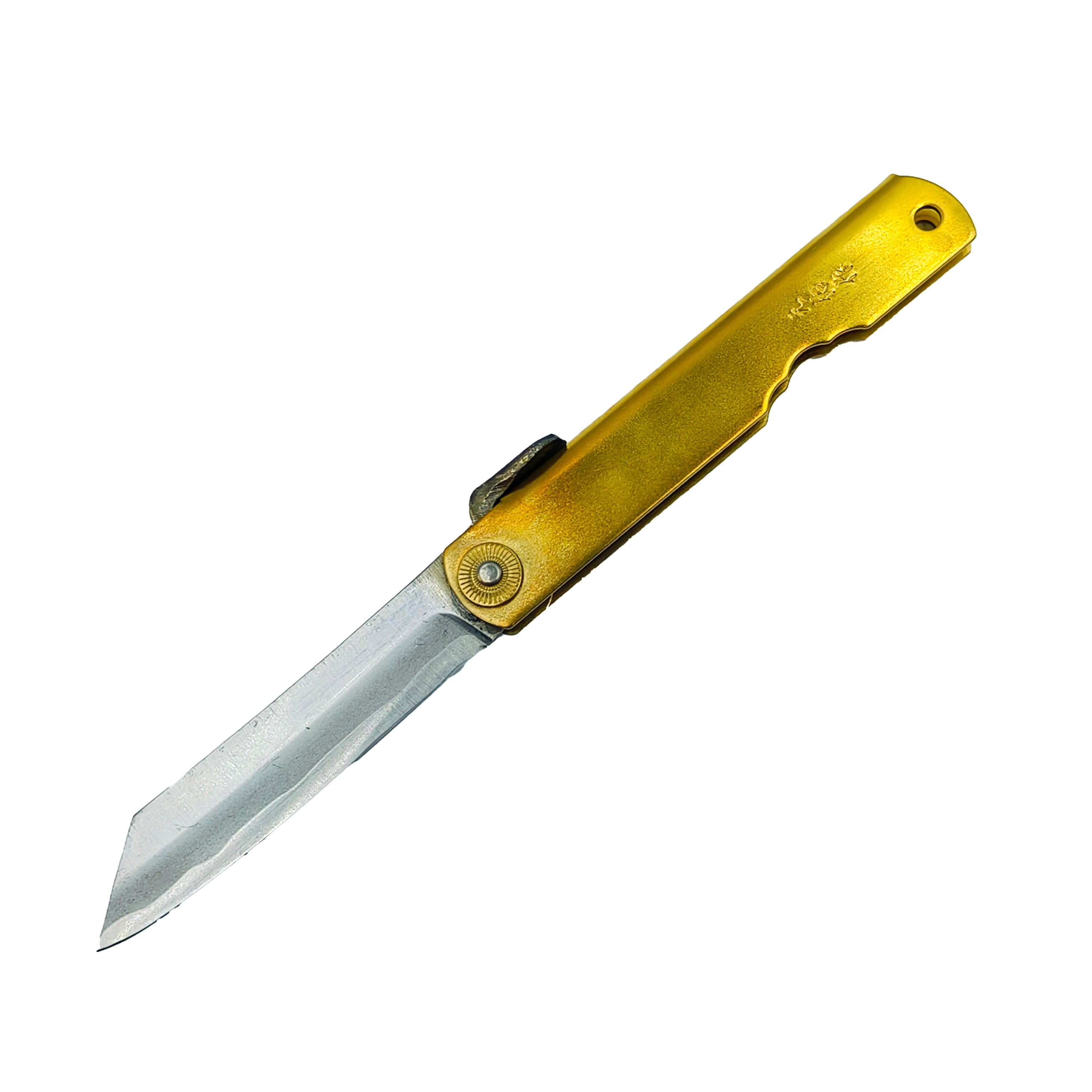 Nagao Higonokami Friction Folder Knife Black Brass Handle Blue paper steel Forging Special Handmake Tanto
