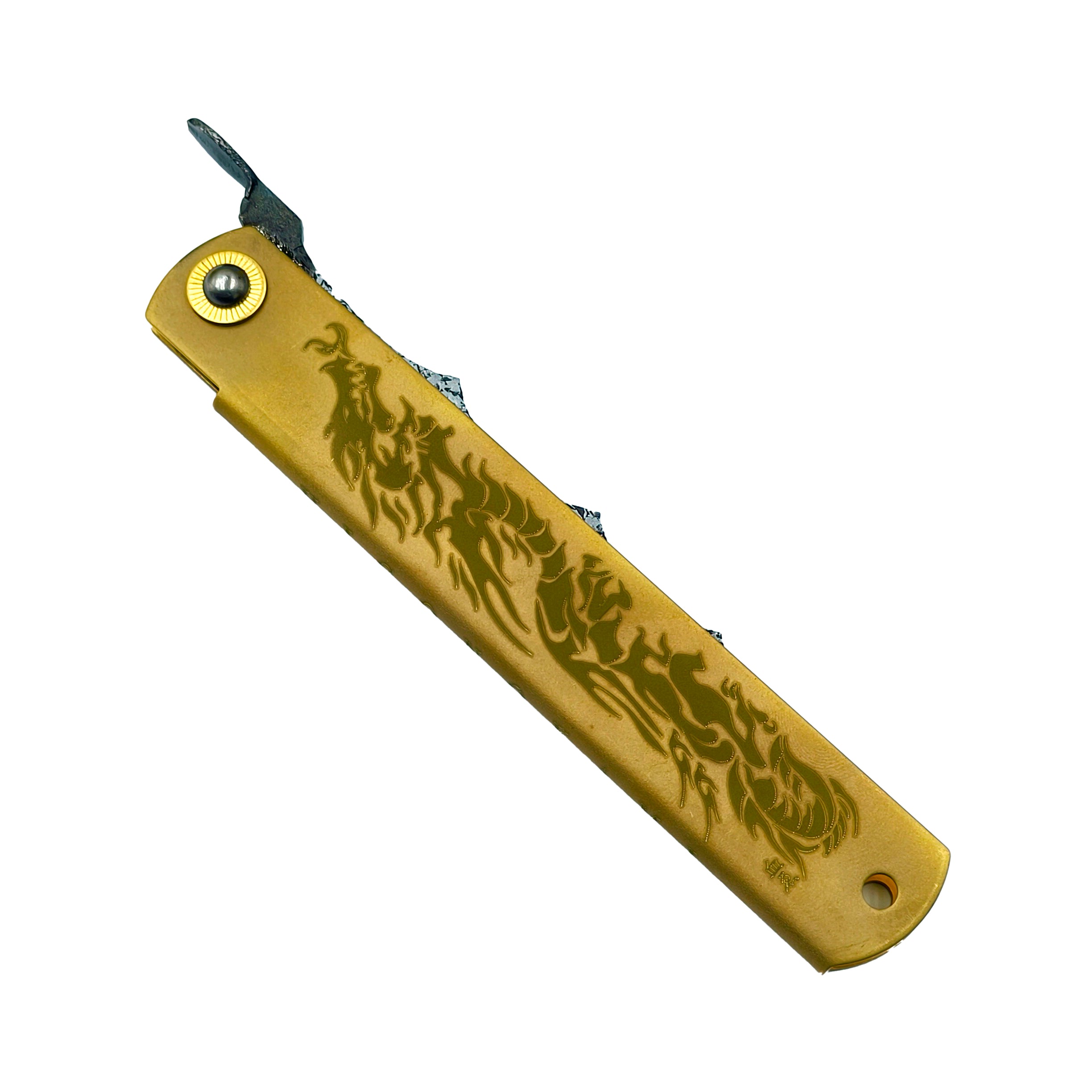 Nagao Higonokami Ryubu Dragon Friction Folder Knife Brass Handle