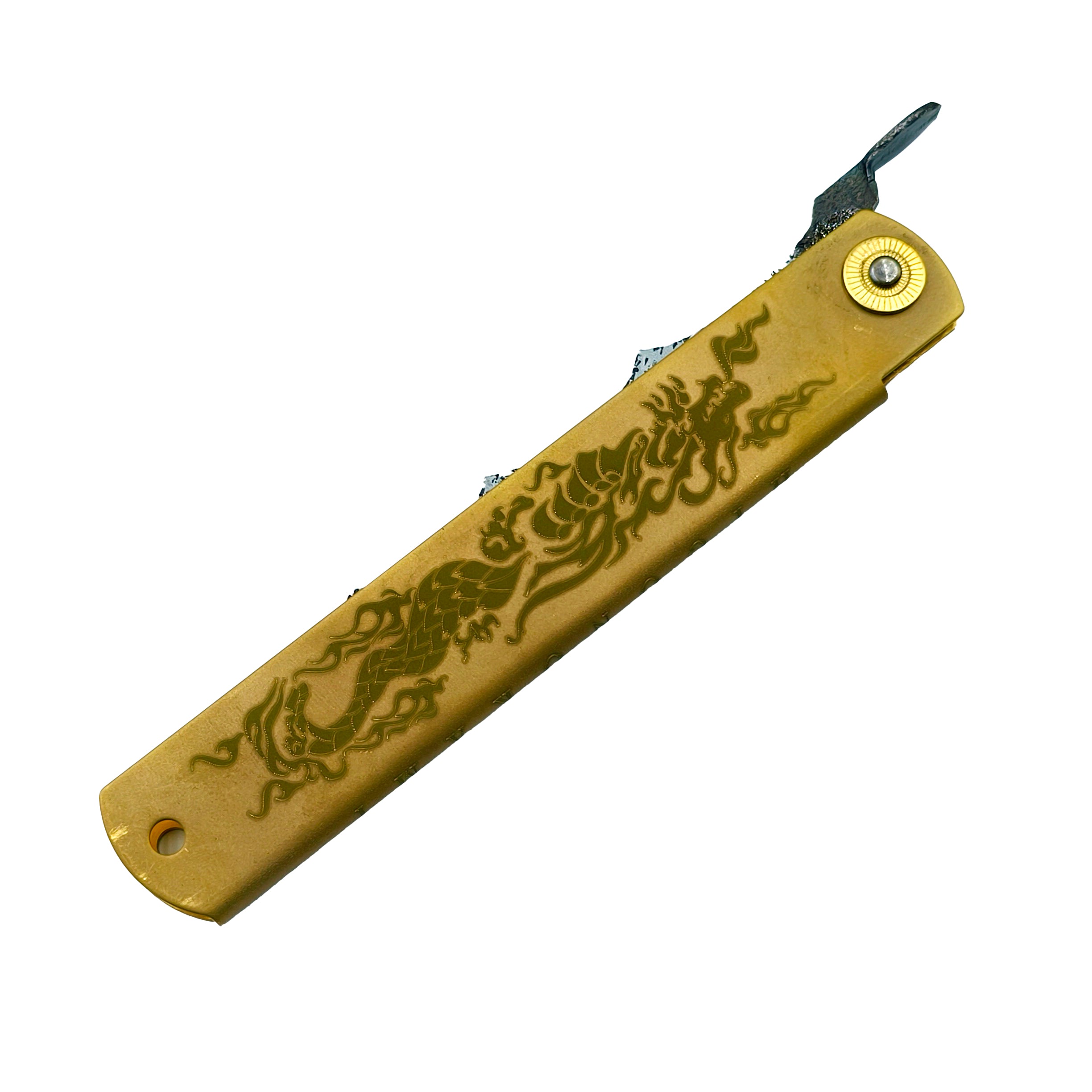 Nagao Higonokami Ryubu Dragon Friction Folder Knife Brass Handle