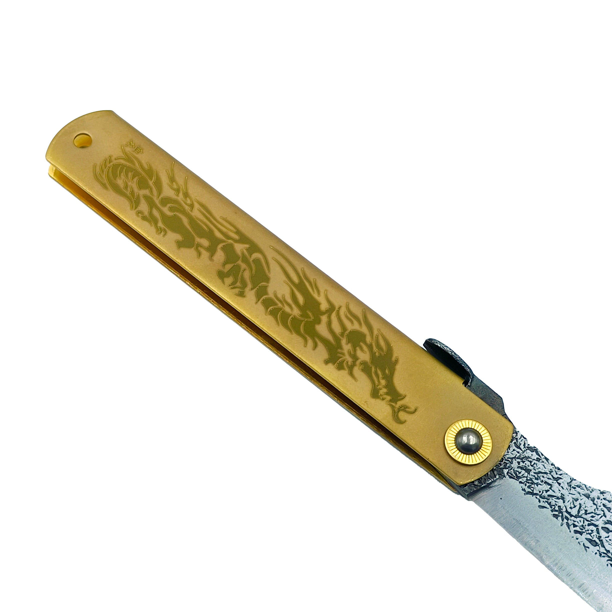 Nagao Higonokami Ryubu Dragon Friction Folder Knife Brass Handle