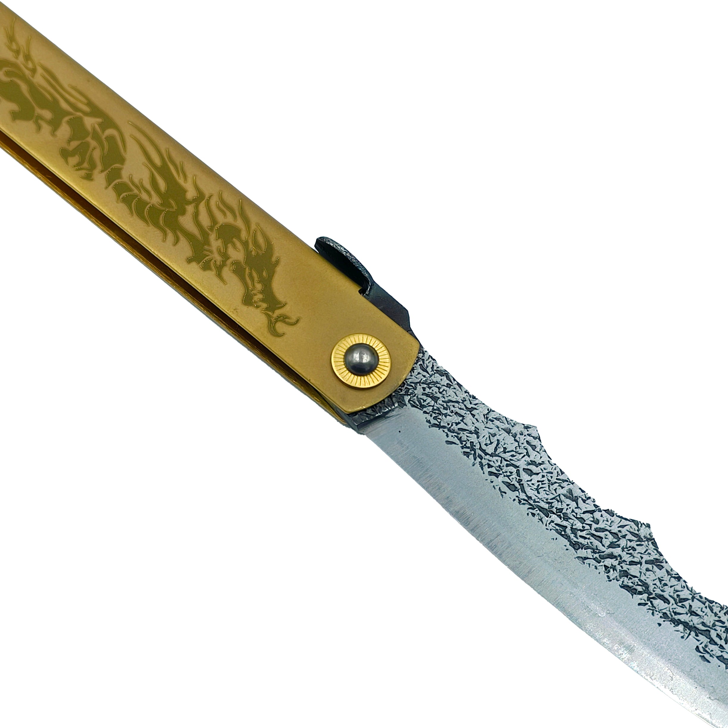 Nagao Higonokami Ryubu Dragon Friction Folder Knife Brass Handle