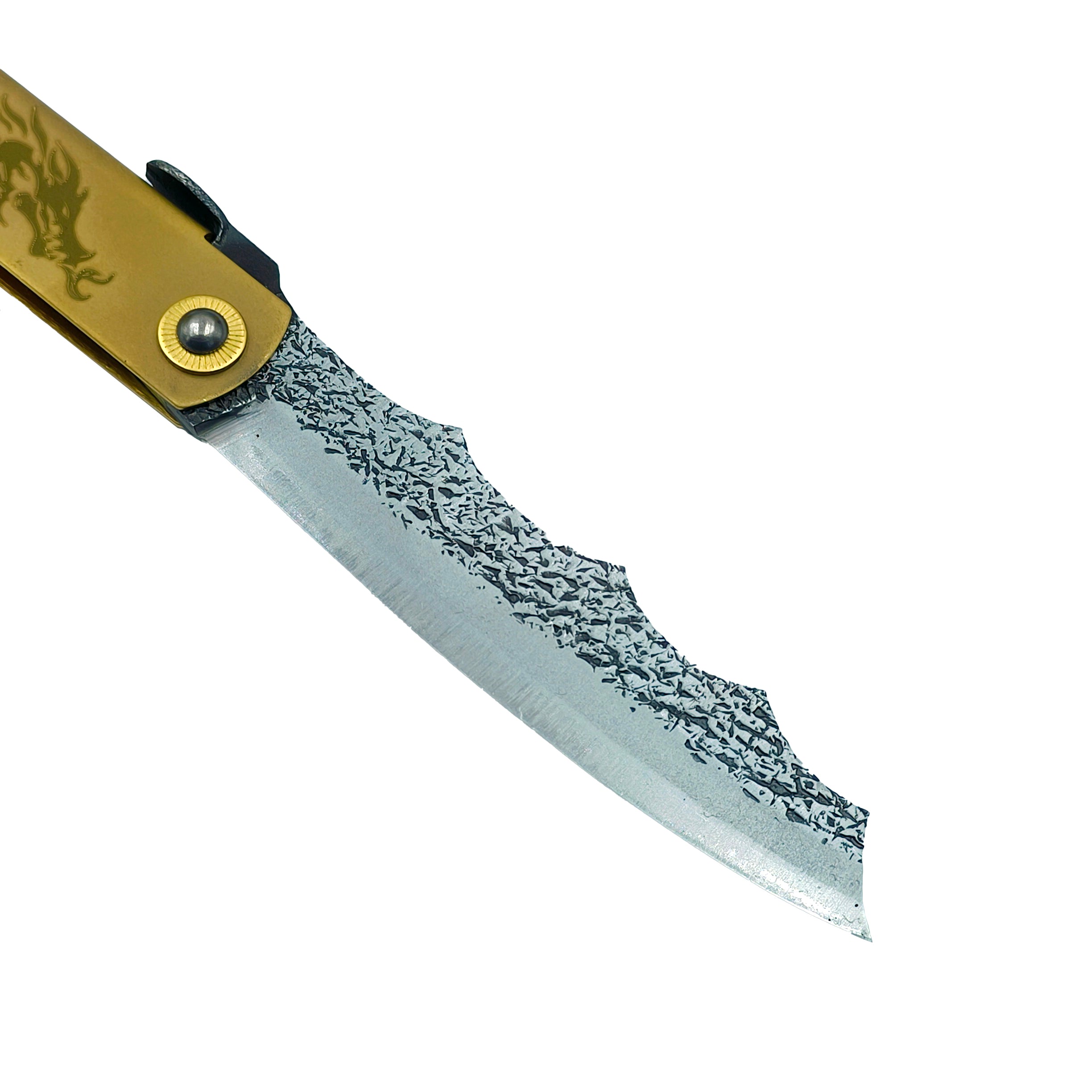 Nagao Higonokami Ryubu Dragon Friction Folder Knife Brass Handle