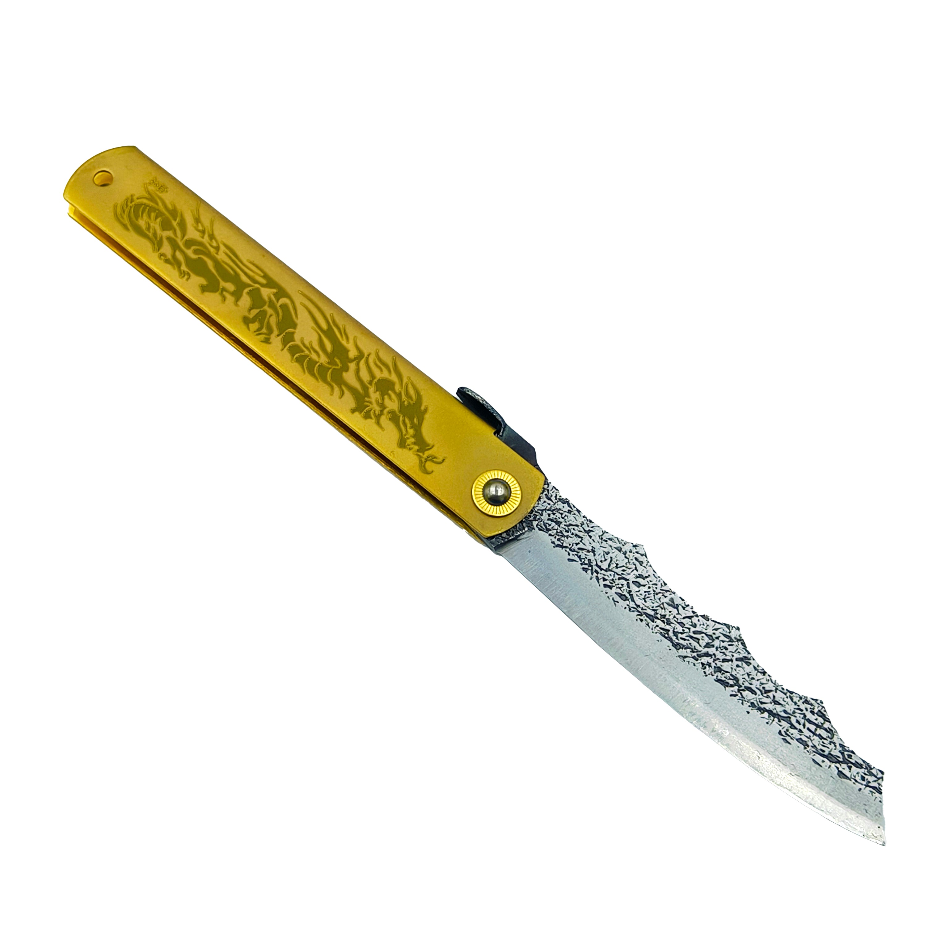 Nagao Higonokami Ryubu Dragon Friction Folder Knife Brass Handle