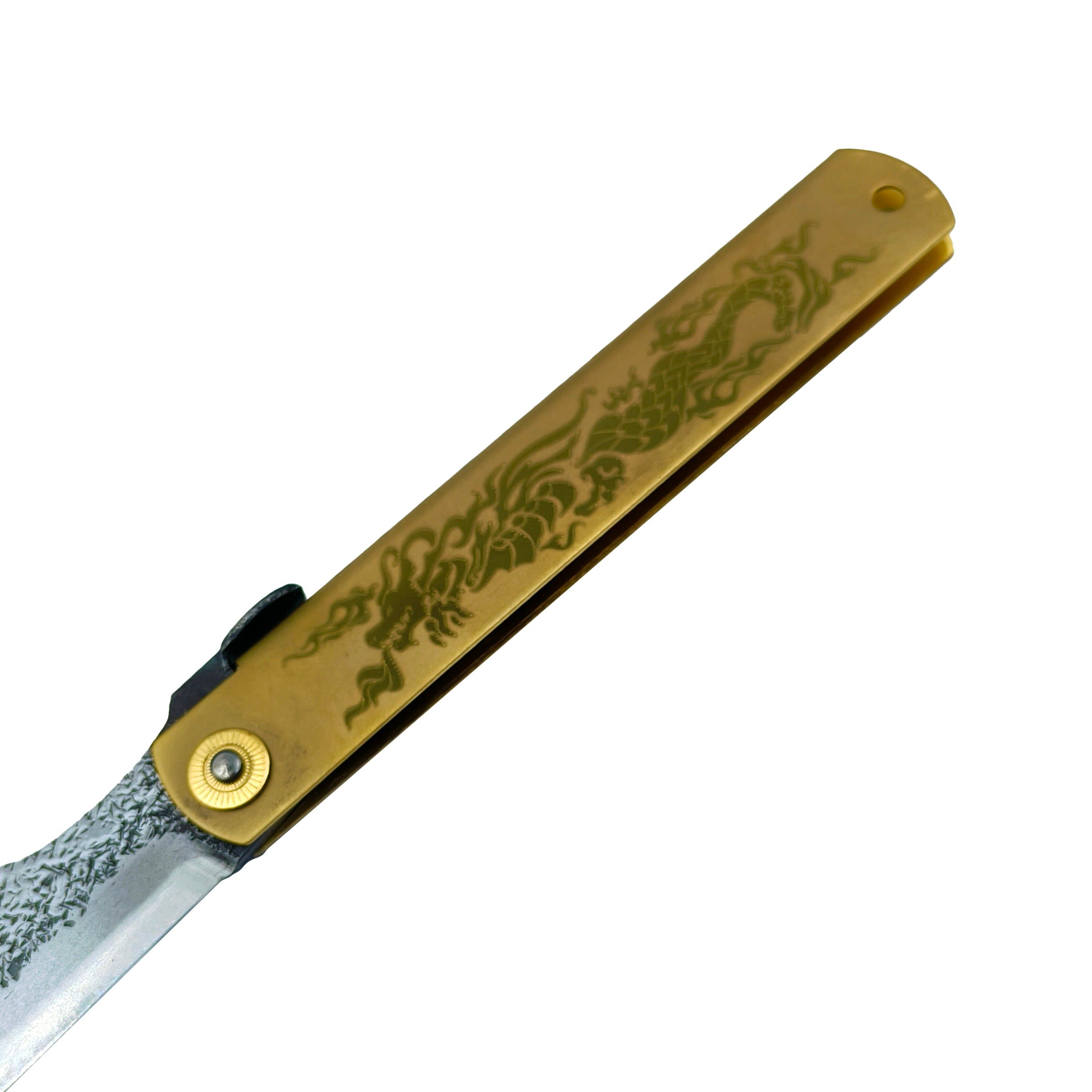 Nagao Higonokami Ryubu Dragon Friction Folder Knife Brass Handle