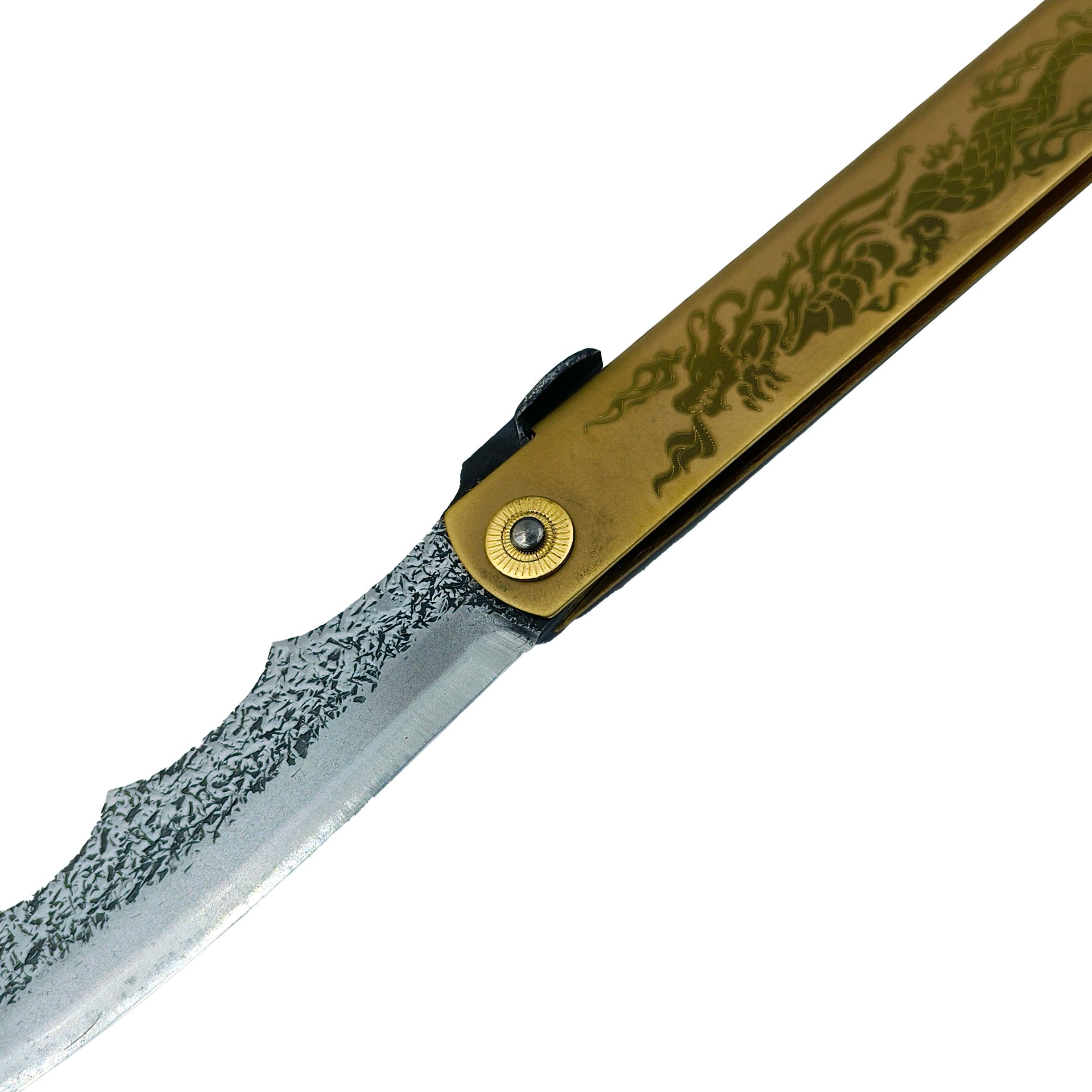 Nagao Higonokami Ryubu Dragon Friction Folder Knife Brass Handle