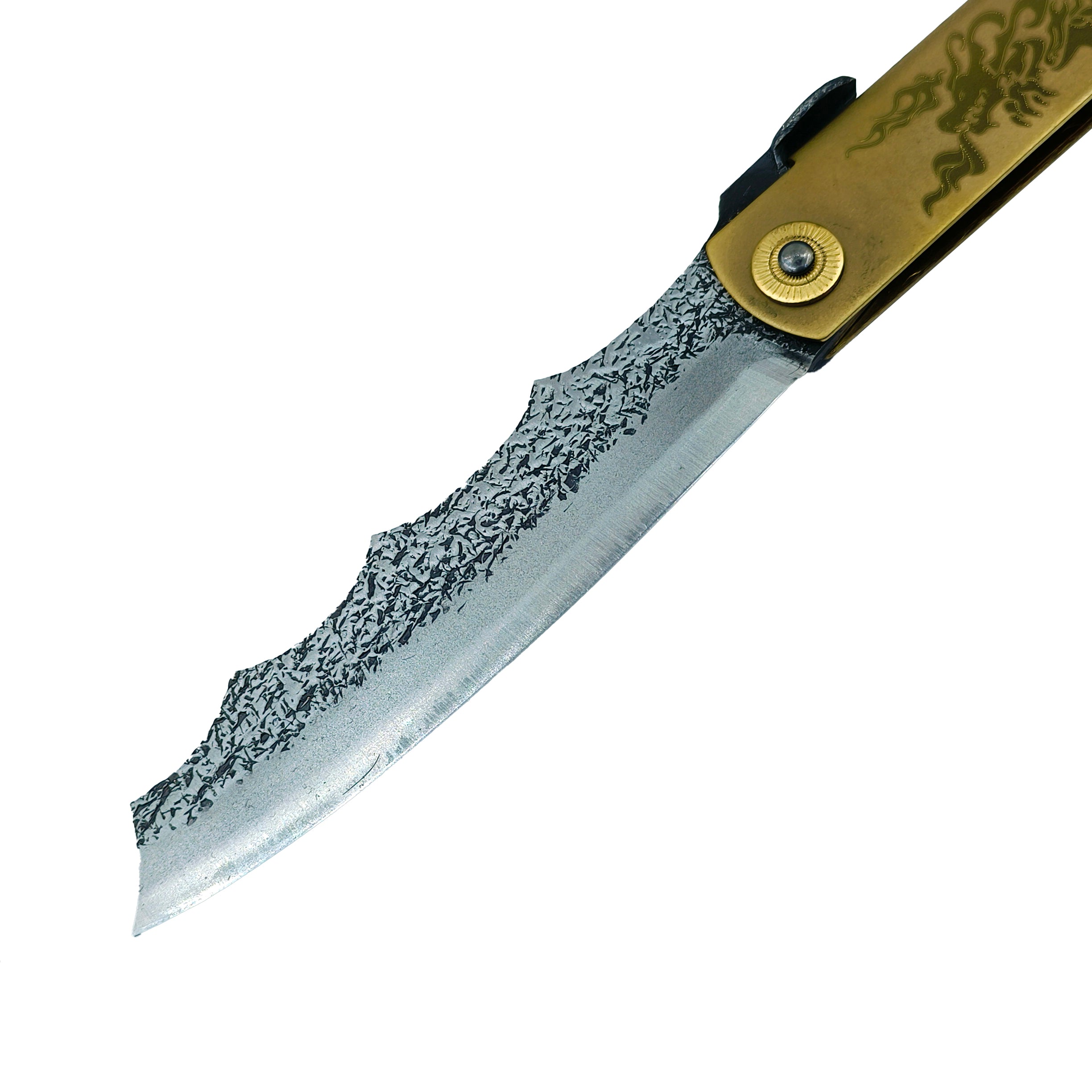 Nagao Higonokami Ryubu Dragon Friction Folder Knife Brass Handle