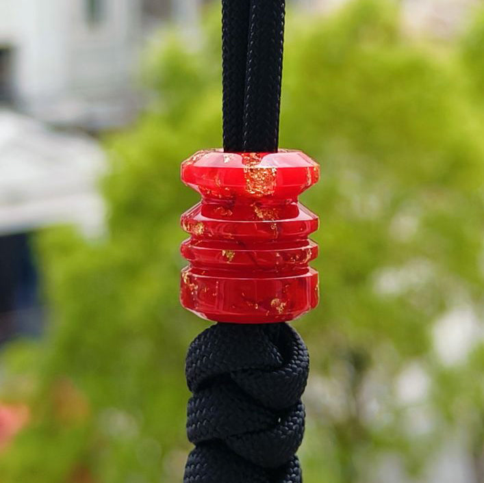 SnakeSword Red Gold Foil Resin Bead Bracelet EDC Knife Lanyard Beads 3 pcs