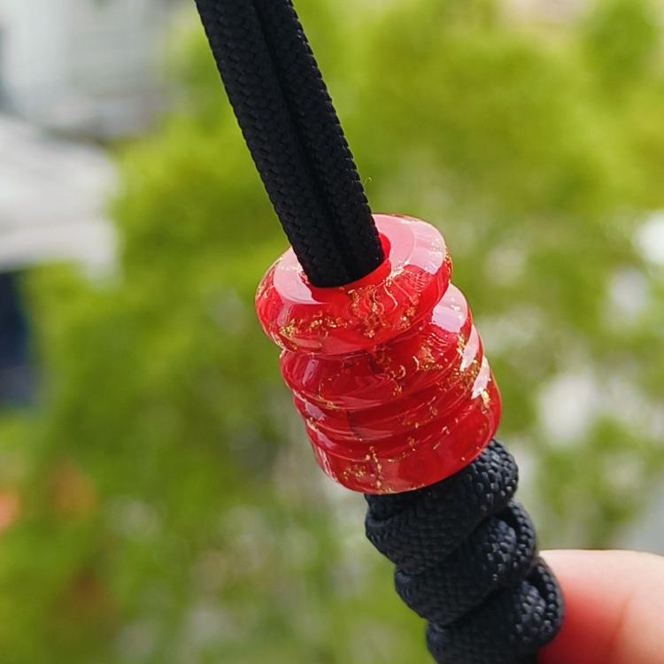 SnakeSword Red Gold Foil Resin Bead Bracelet EDC Knife Lanyard Beads 3 pcs