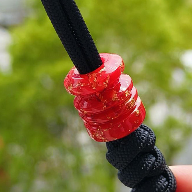 SnakeSword Red Gold Foil Resin Bead Bracelet EDC Knife Lanyard Beads 3 pcs