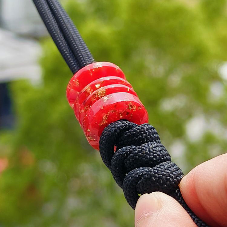 SnakeSword Red Gold Foil Resin Bead Bracelet EDC Knife Lanyard Beads 3 pcs