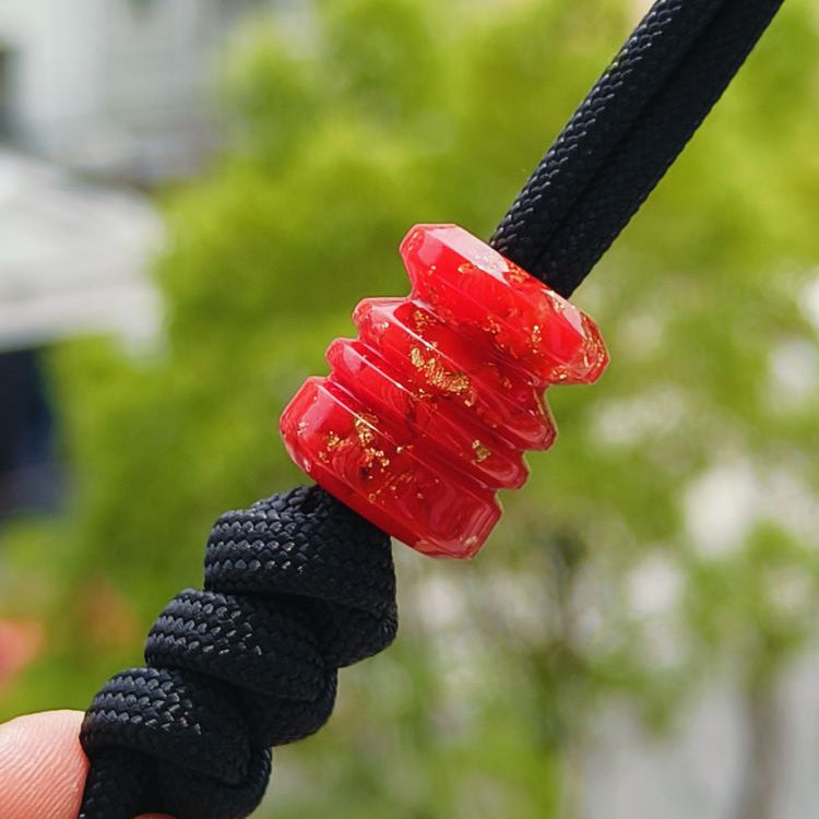 SnakeSword Red Gold Foil Resin Bead Bracelet EDC Knife Lanyard Beads 3 pcs