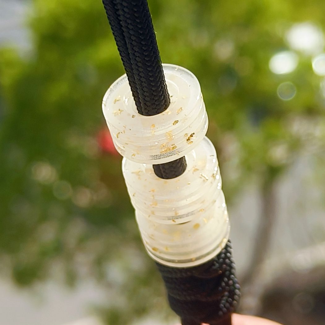 SnakeSword White Luminous Gold Foil Resin Bead EDC Knife Lanyard Beads 2 pcs