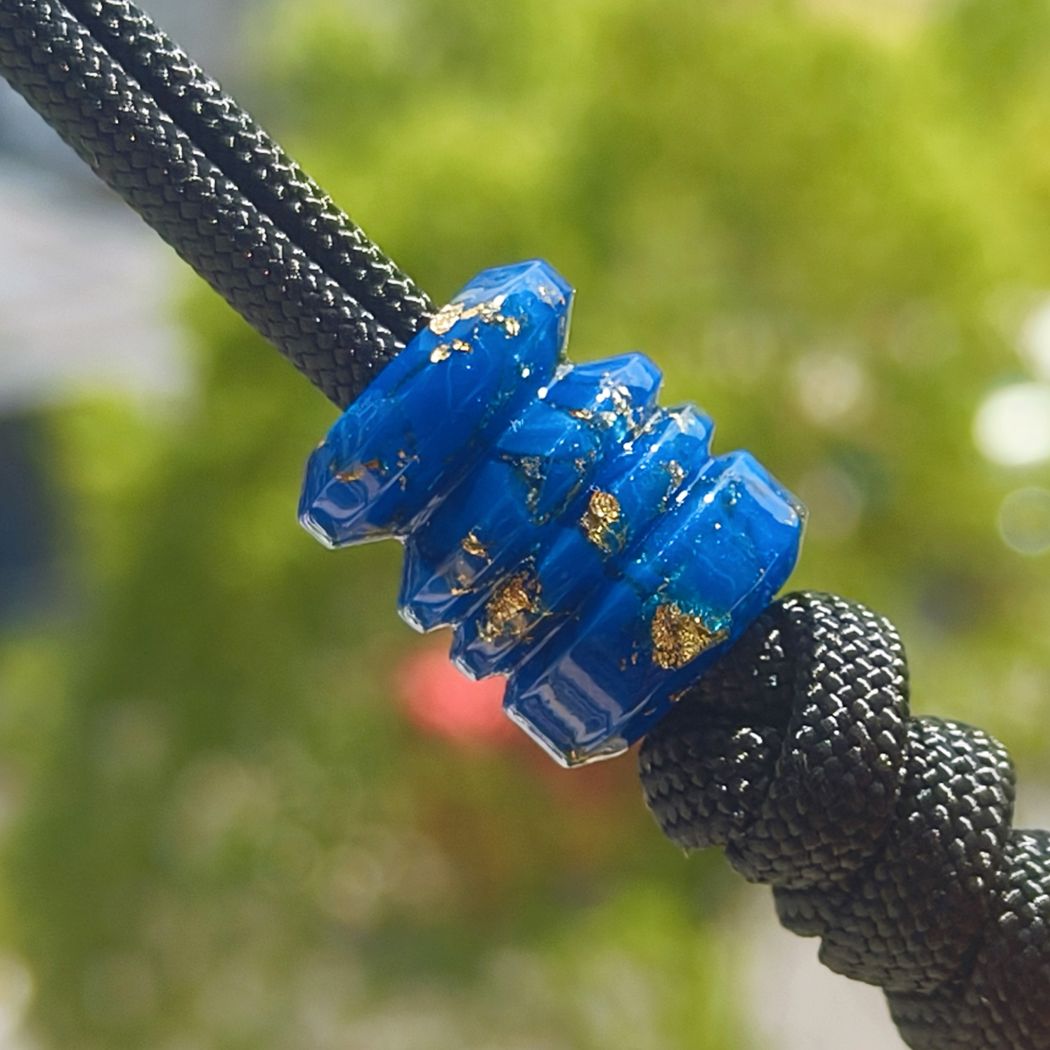 SnakeSword Blue Resin Lanyard Beads For Knives Paracord Lanyard Beads Bracelet Accessories 3 pcs