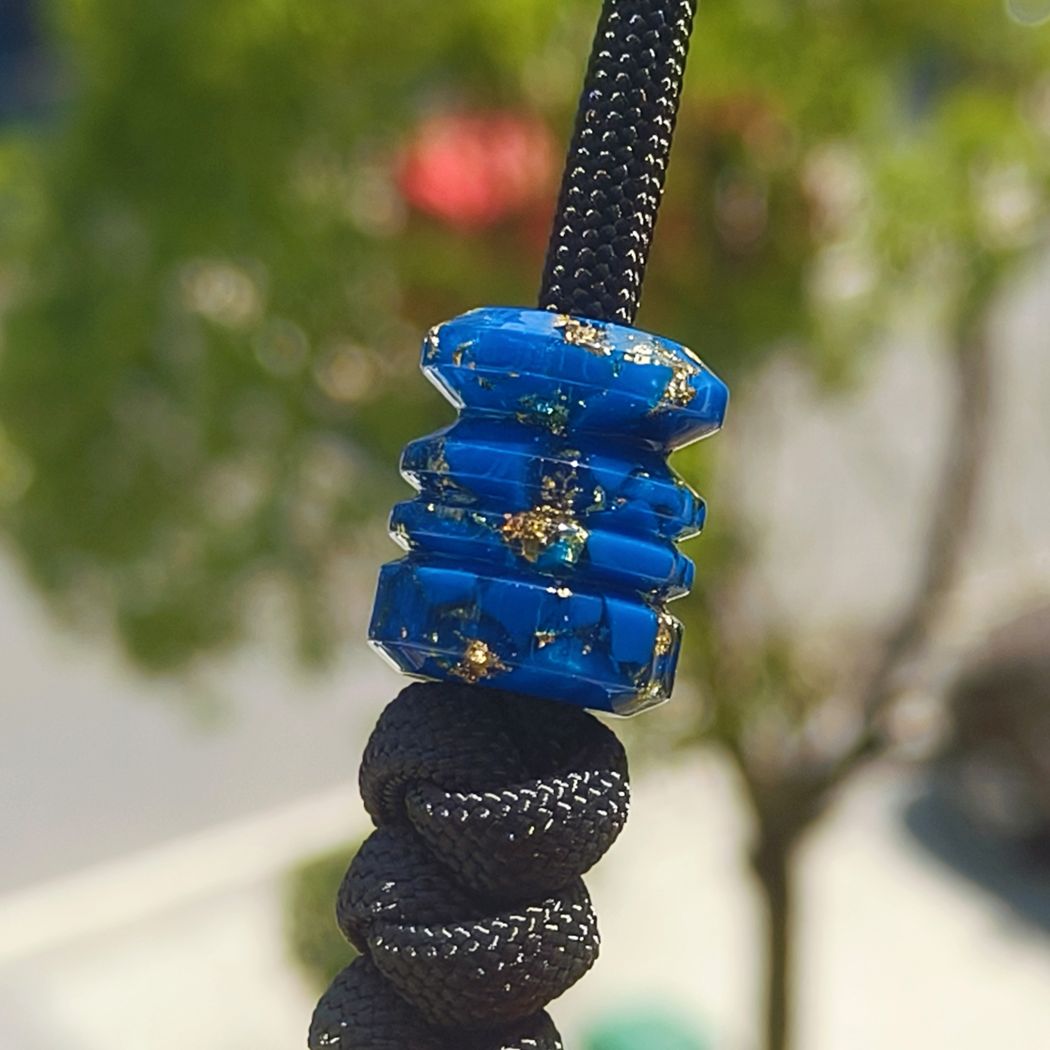 SnakeSword Blue Resin Lanyard Beads For Knives Paracord Lanyard Beads Bracelet Accessories 3 pcs