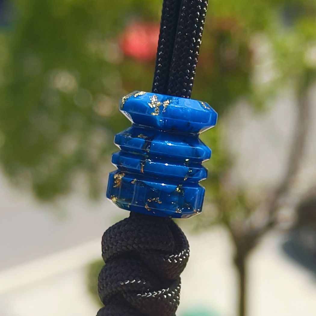 SnakeSword Blue Resin Lanyard Beads For Knives Paracord Lanyard Beads Bracelet Accessories 3 pcs