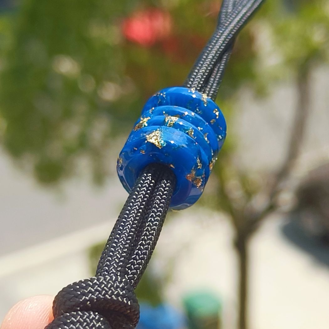 SnakeSword Blue Resin Lanyard Beads For Knives Paracord Lanyard Beads Bracelet Accessories 3 pcs