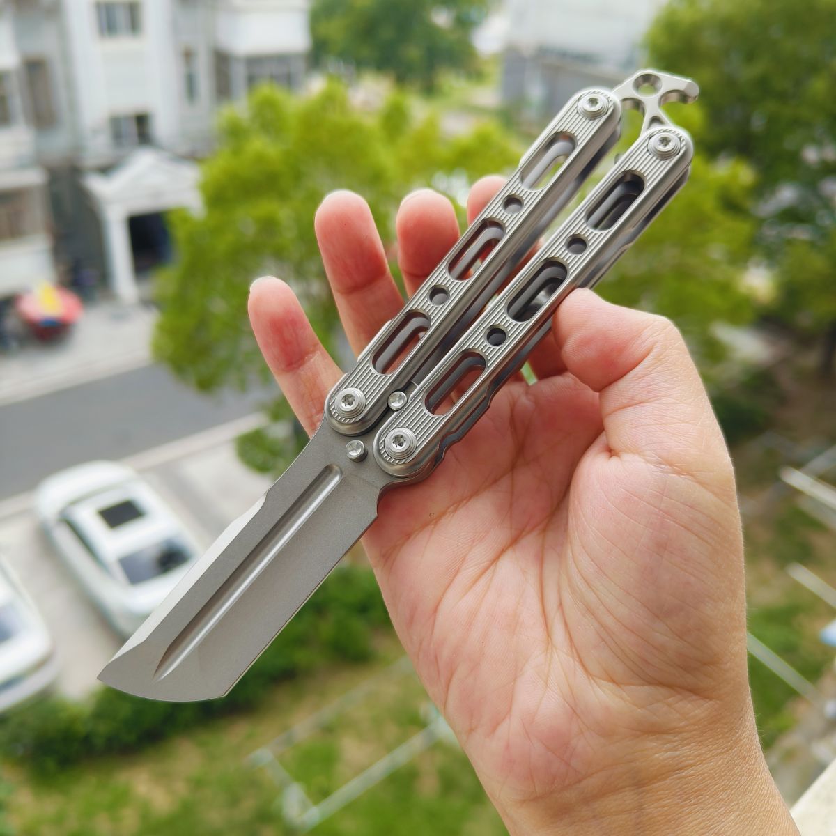 TiGear Butterfly Folding Titanium Blade Titanium Handle Edc Toys Balisong No Blade