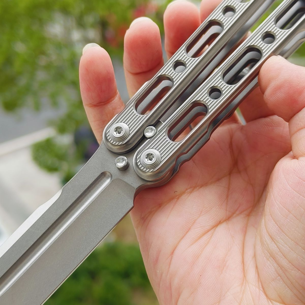 TiGear Butterfly Folding Titanium Blade Titanium Handle Edc Toys Balisong No Blade