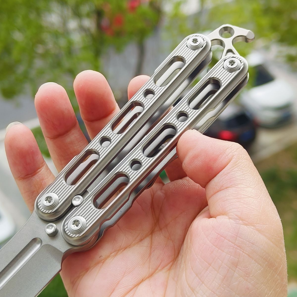 TiGear Butterfly Folding Titanium Blade Titanium Handle Edc Toys Balisong No Blade