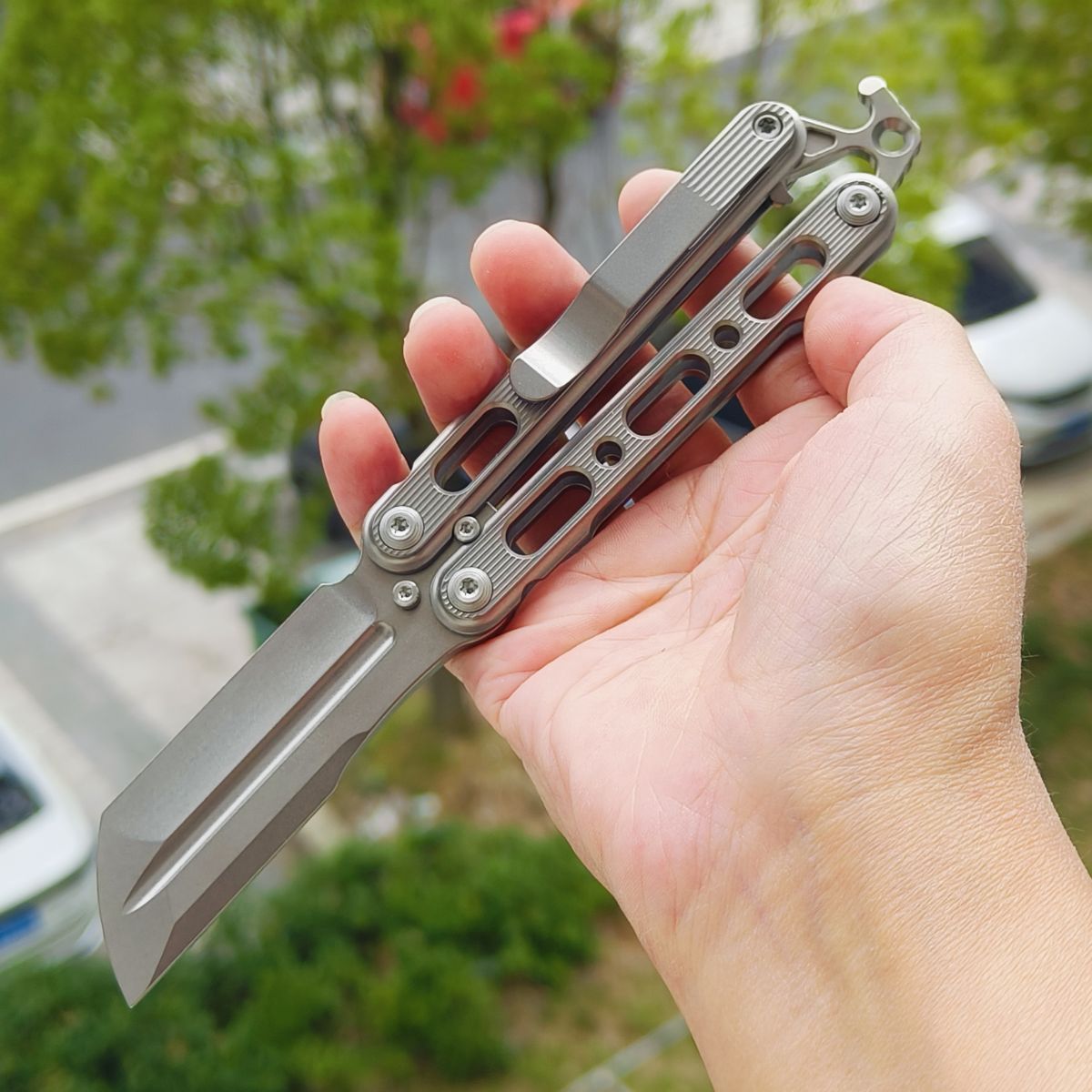 TiGear Butterfly Folding Titanium Blade Titanium Handle Edc Toys Balisong No Blade
