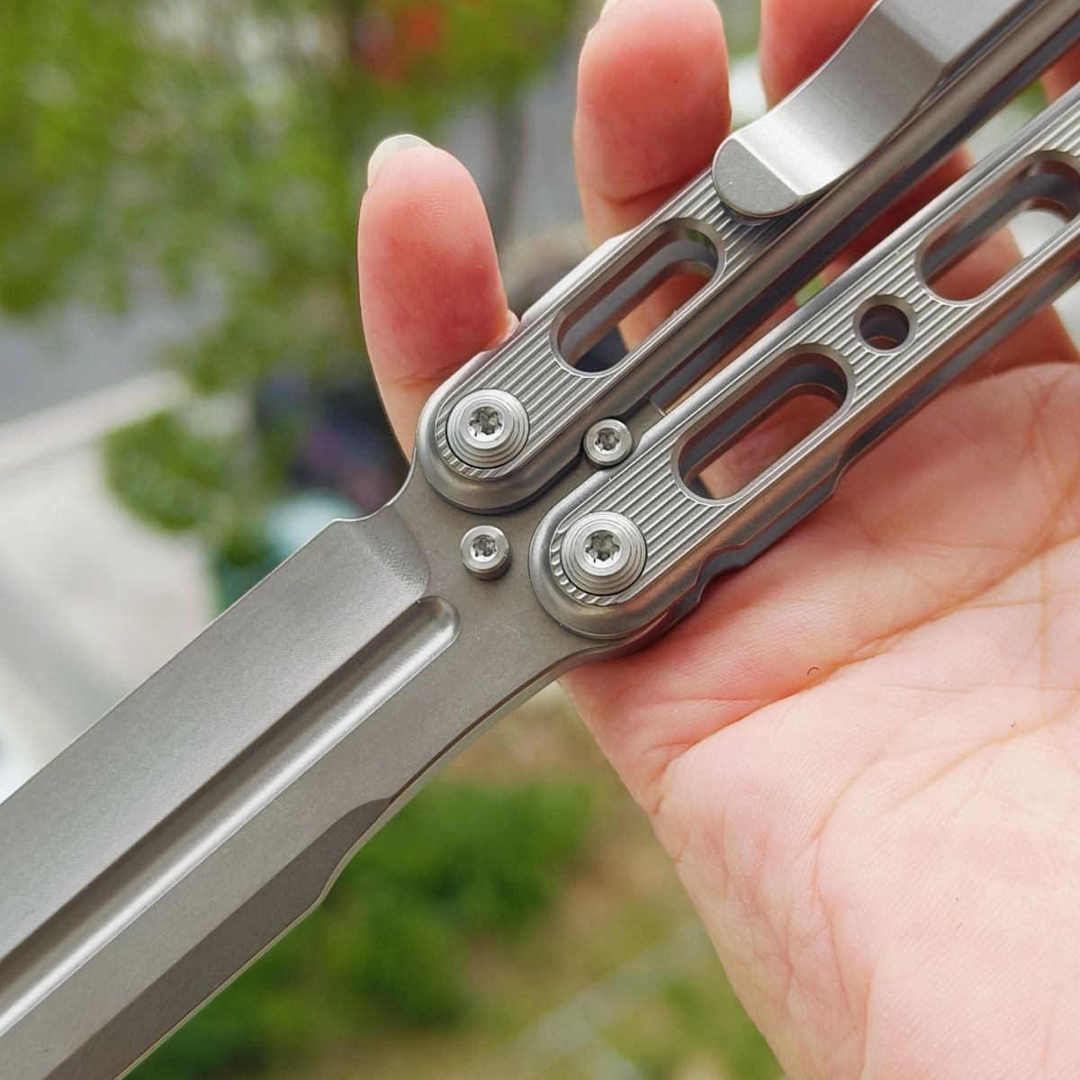 TiGear Butterfly Folding Titanium Blade Titanium Handle Edc Toys Balisong No Blade