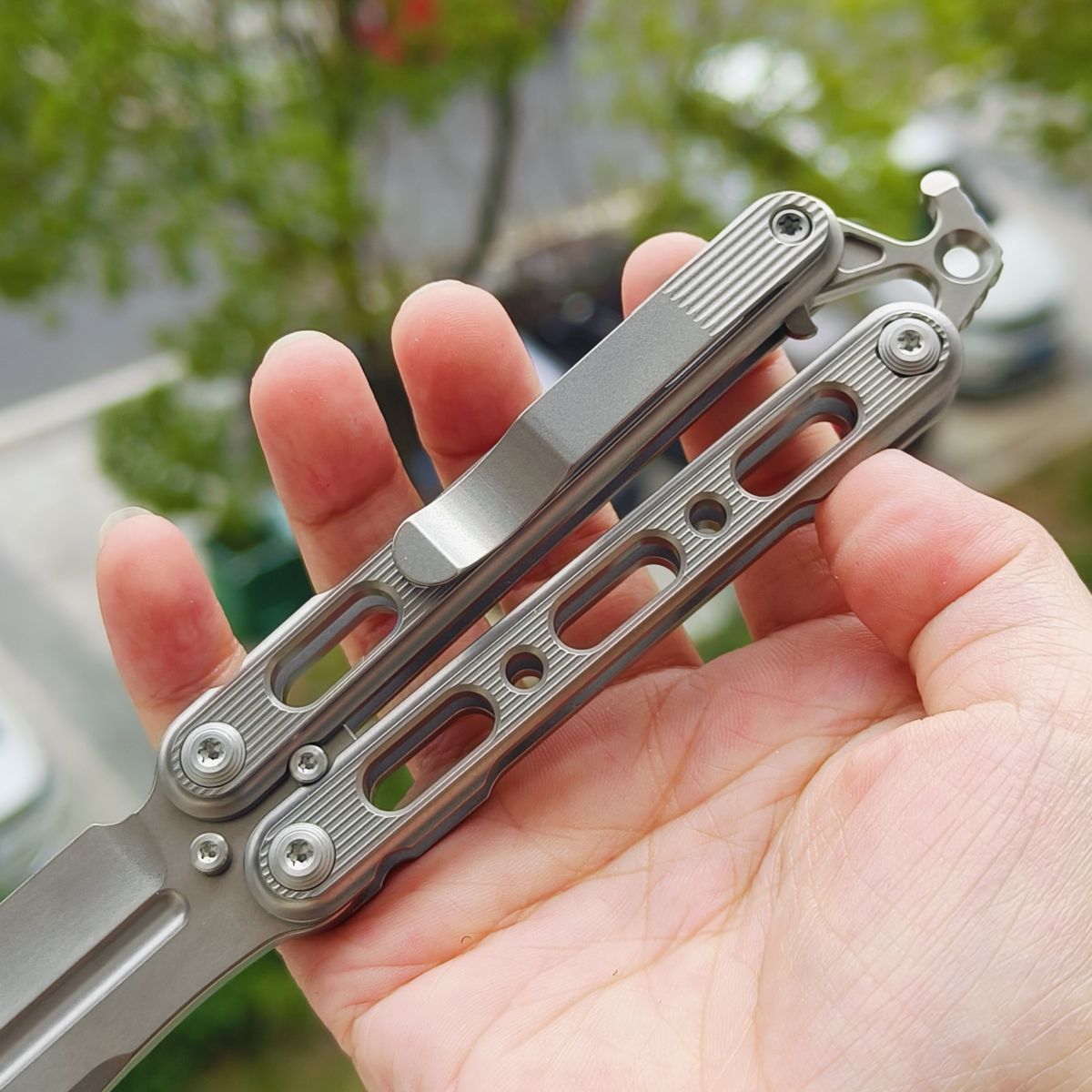 TiGear Butterfly Folding Titanium Blade Titanium Handle Edc Toys Balisong No Blade