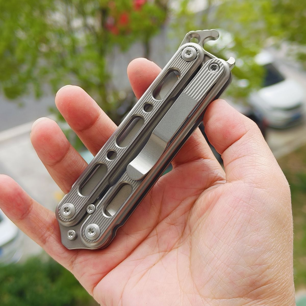 TiGear Butterfly Folding Titanium Blade Titanium Handle Edc Toys Balisong No Blade