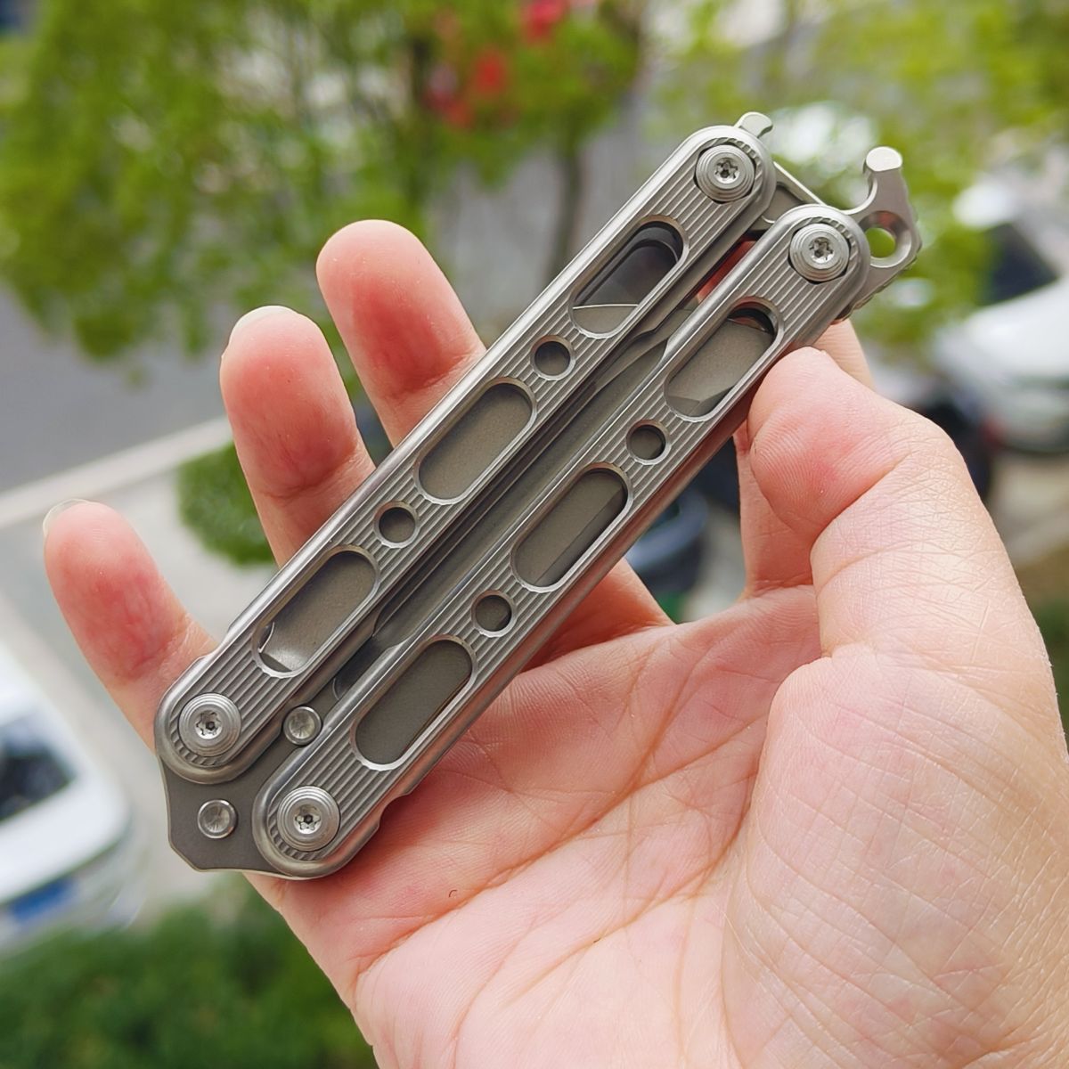 TiGear Butterfly Folding Titanium Blade Titanium Handle Edc Toys Balisong No Blade
