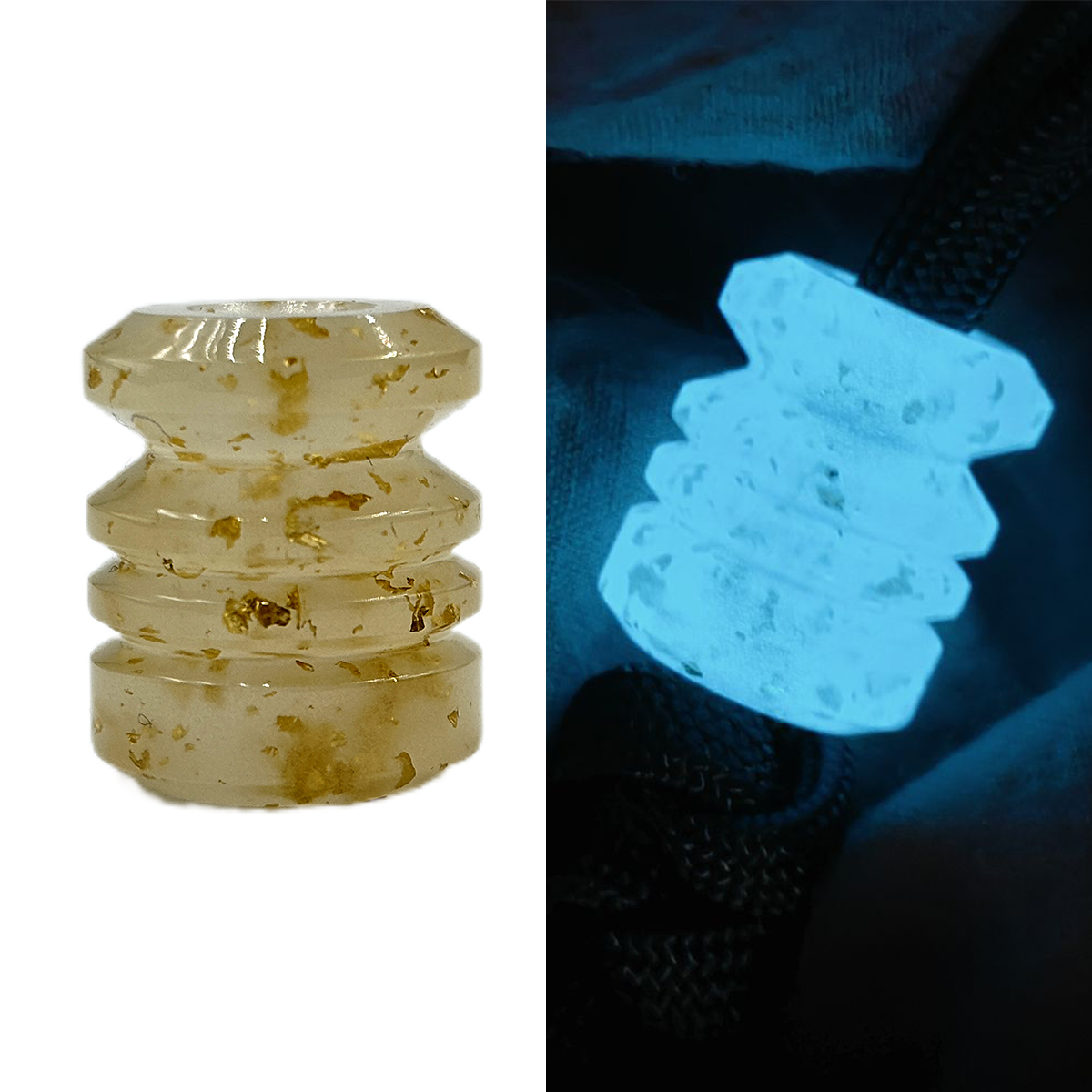 SnakeSword White Luminous Resin Bead EDC Knife Lanyard Beads Bracelet & Accessories 2 pcs