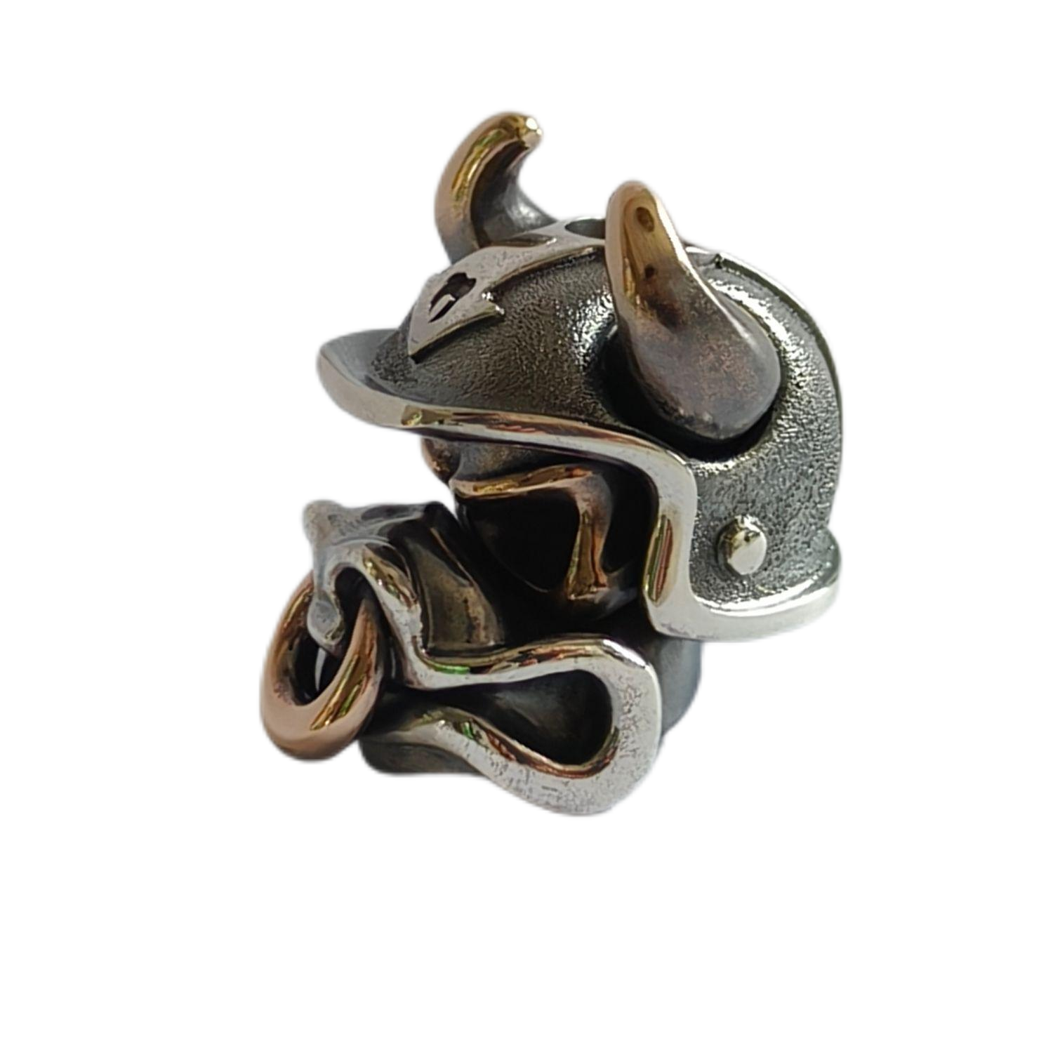 Cpprhd Bull Bead Brass Silver Custom Knife lanyard bead