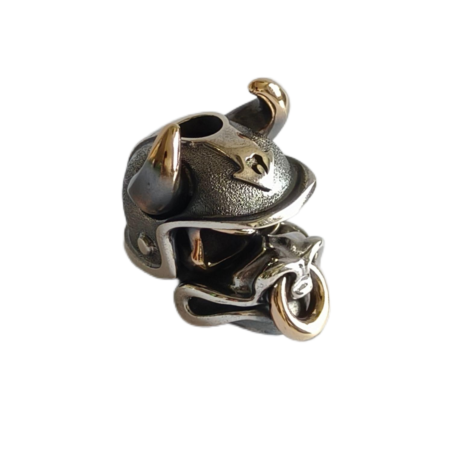 Cpprhd Bull Bead Brass Silver Custom Knife lanyard bead