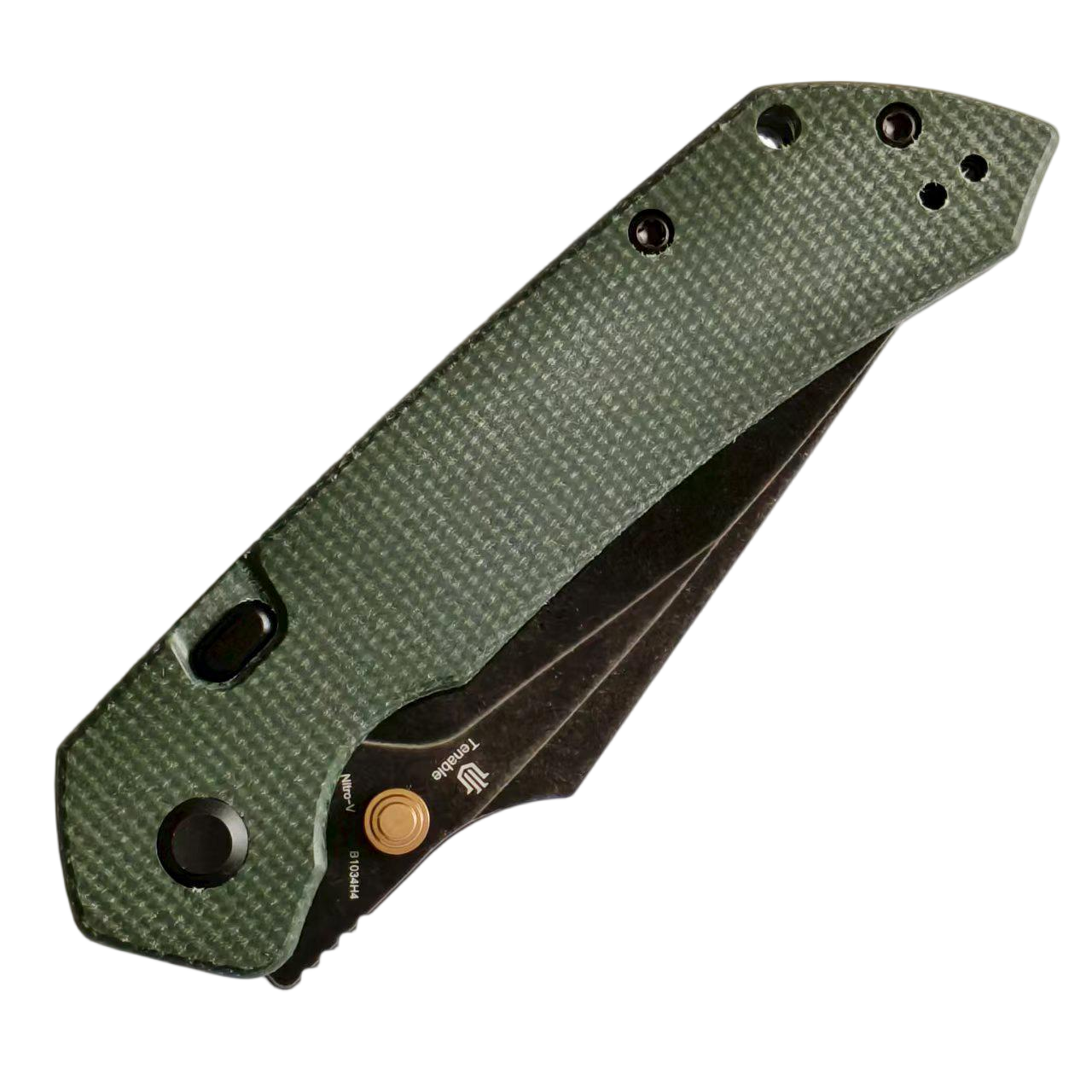 Tenable knives Fenrir B1034H4 Nitro-V Blade Green Micarta Handle Top Liner Lock Folding Knife