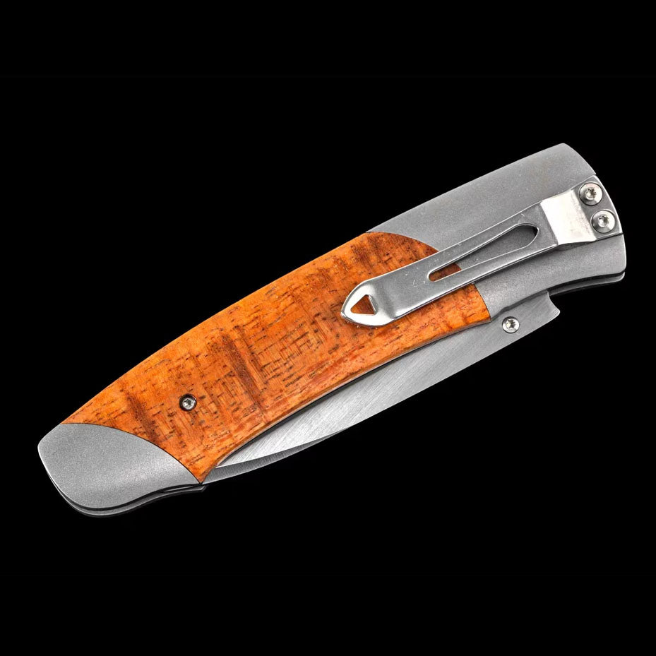 William Henry A200-13 CPM-20CV Blade Titanium+Wood Handle Pocket knife Button Lock
