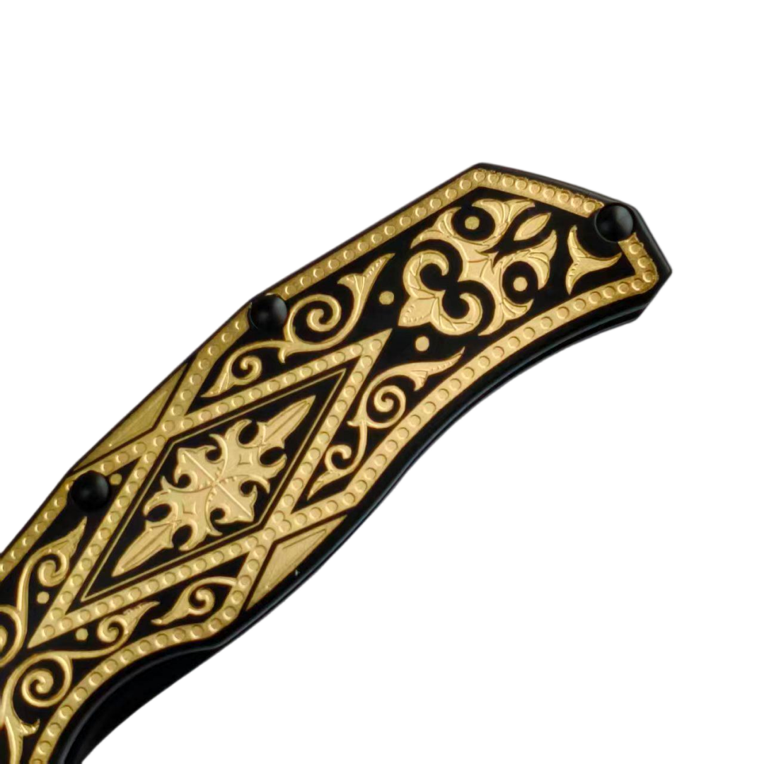 KHAI Gold Nocturne DLC CPM-3V Blade Titanium Handle Frame Lock Folding Knives