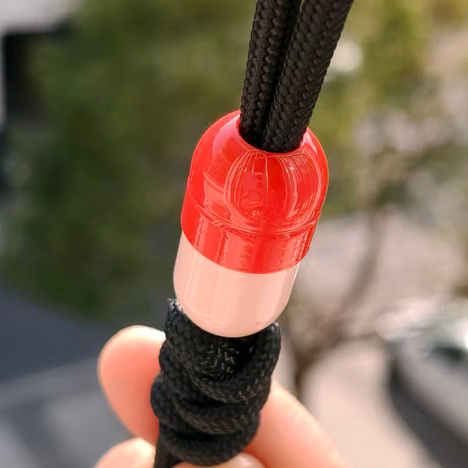 SnakeSword Capsule Resin Lanyard Beads Red+White Resin Knife EDC Beads 3 PCS
