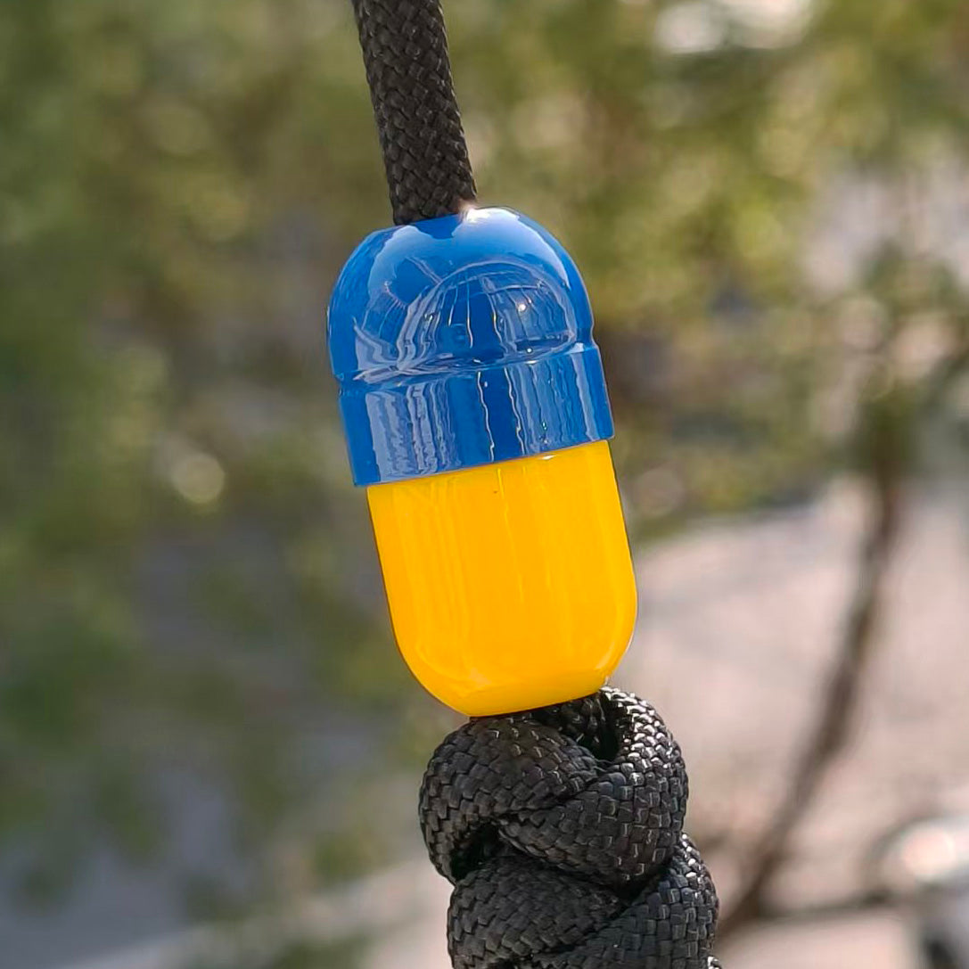 SnakeSword Capsule Resin Lanyard Beads Blue+Yellow Knife Lanyard Beads 3 PCS