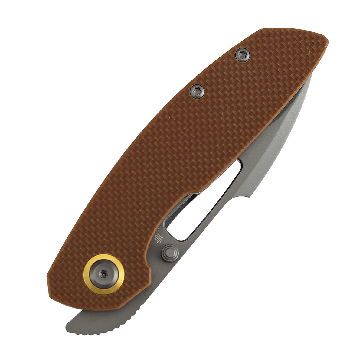 Tenable Link B1068A2 Gray TiCn Coated 14C28N Blade Brown G10 Handle Liner Lock Folding Knife