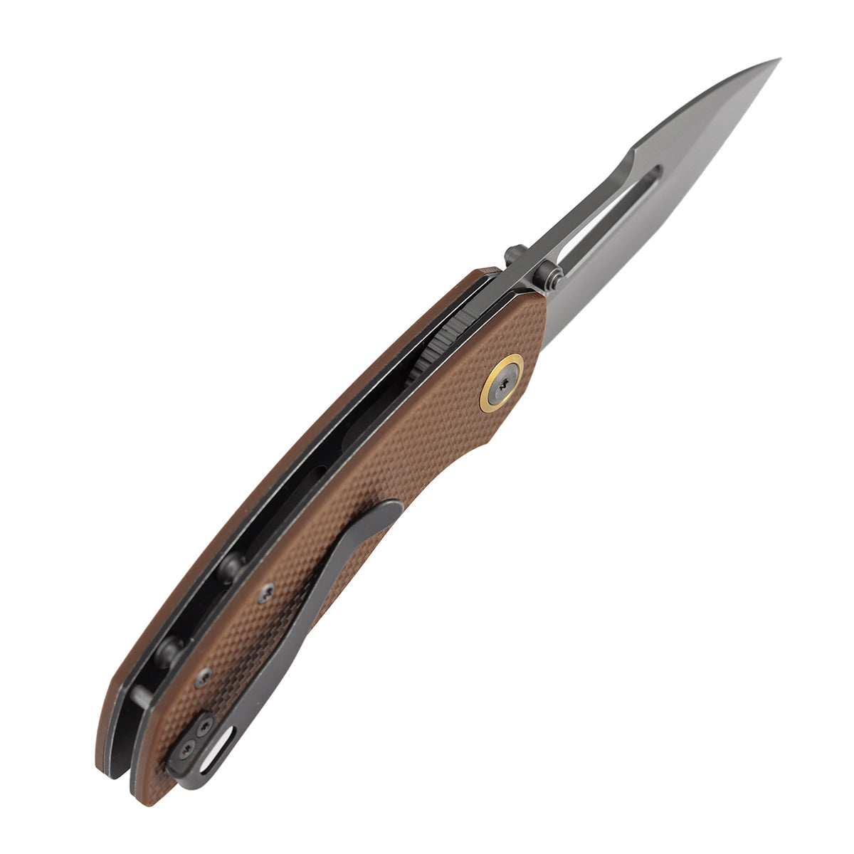 Tenable Link B1068A2 Gray TiCn Coated 14C28N Blade Brown G10 Handle Liner Lock Folding Knife