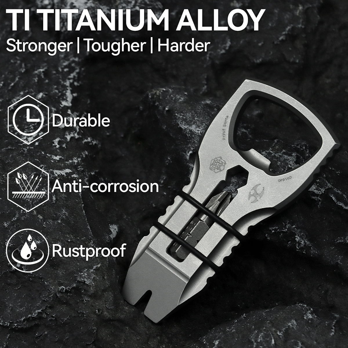 Kansept EDC PryofSorts C010A1 EDC Multi-Tool Beadblasted Titanium Bottle Opener, Pry Bar & Screwdriver
