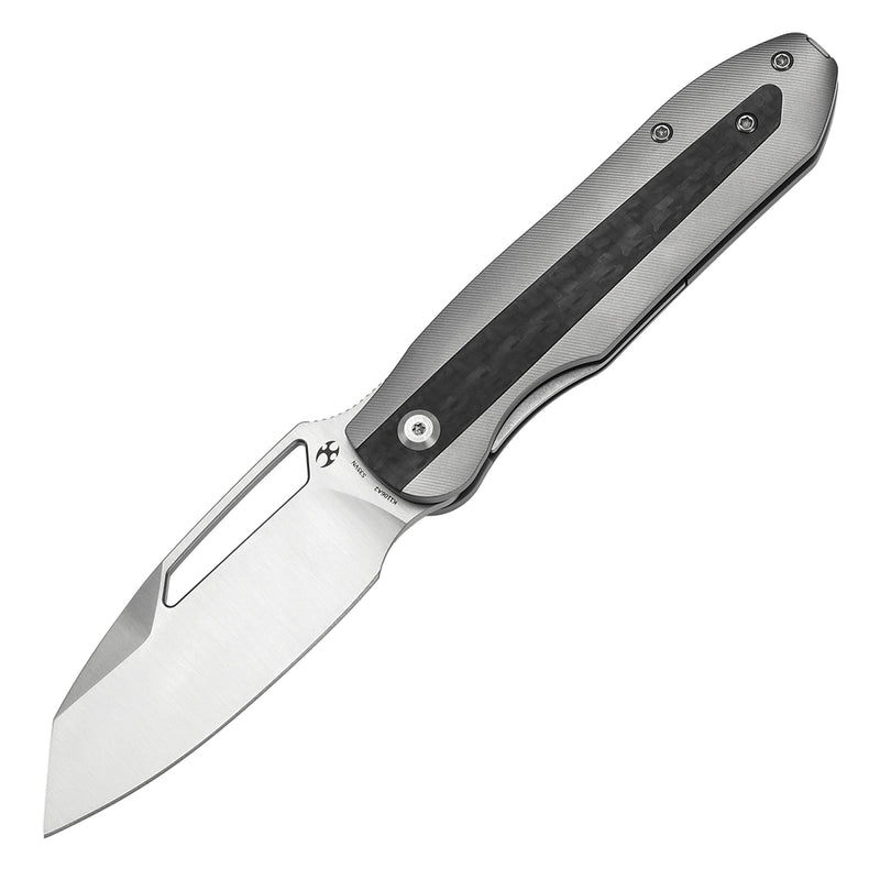 Kansept Thunderhead K1106A2 CPM-S35VN Blade Beadblasted Titanium with Twill Carbon FIber Inlay Handle Frame Lock Folding Knife