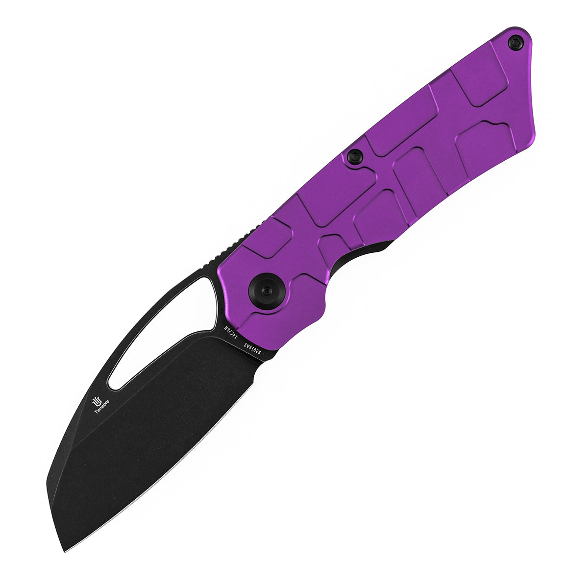 Tenable Goblin L B3016A3 Blackwash 14C28N Blade Purple Anodized Aluminum Handle Liner Lock Folding Knife