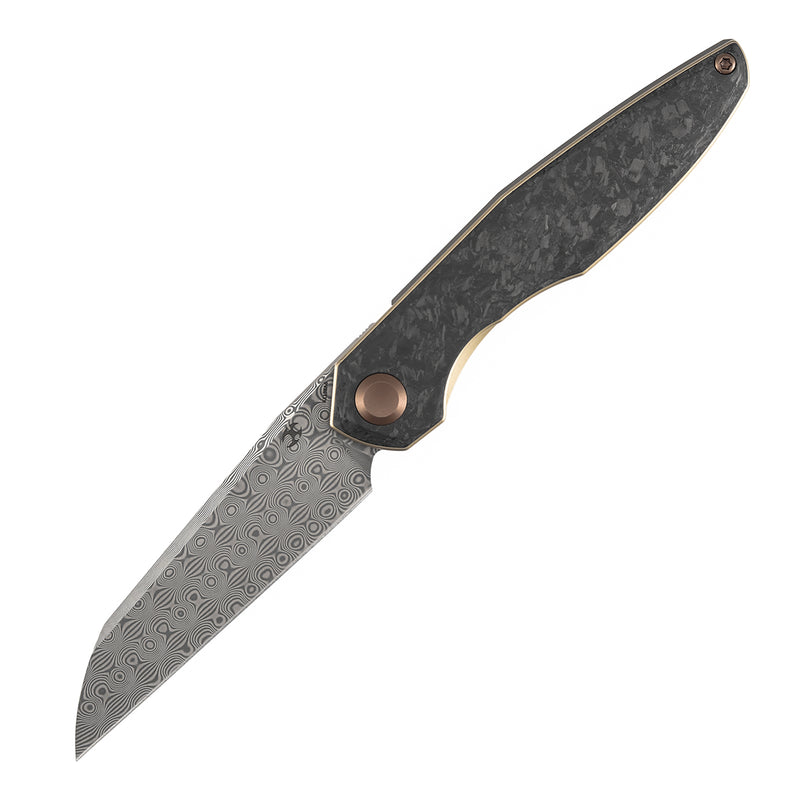 Kansept Halide K1136A6 Damascus Blade Shred Carbon Fiber Handle Liner Lock Folding Knife
