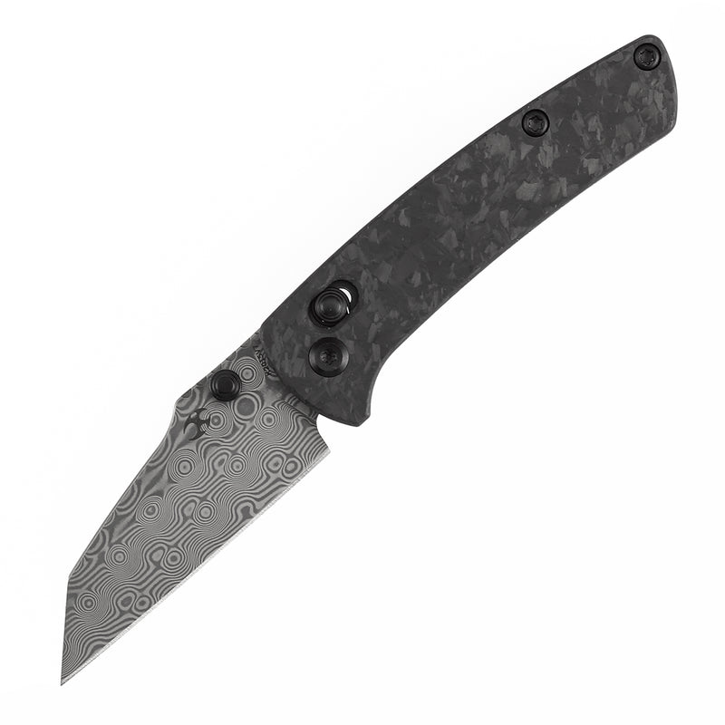 Kansept Little Main Street K2015V7 Damascus Blade Shred Carbon Fiber Handle Crossbar Lock Folding Knife