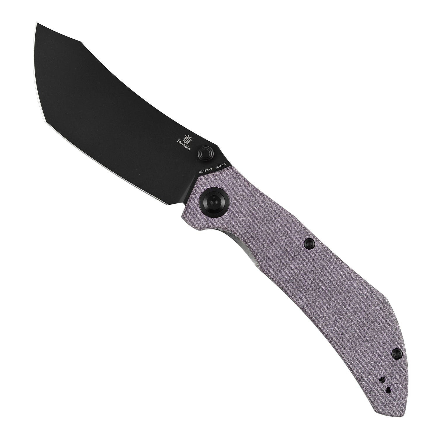 Tenable Tipper B1079A2 Blackwash Nitro-V Blade Purple Micarta Handle Liner Lock Folding Knife
