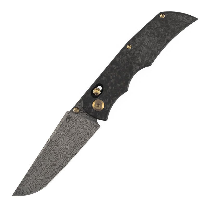 Kansept SIF K1100V4 Damascus Blade Carbon Fiber Handle Crossbar Lock Folding Knife